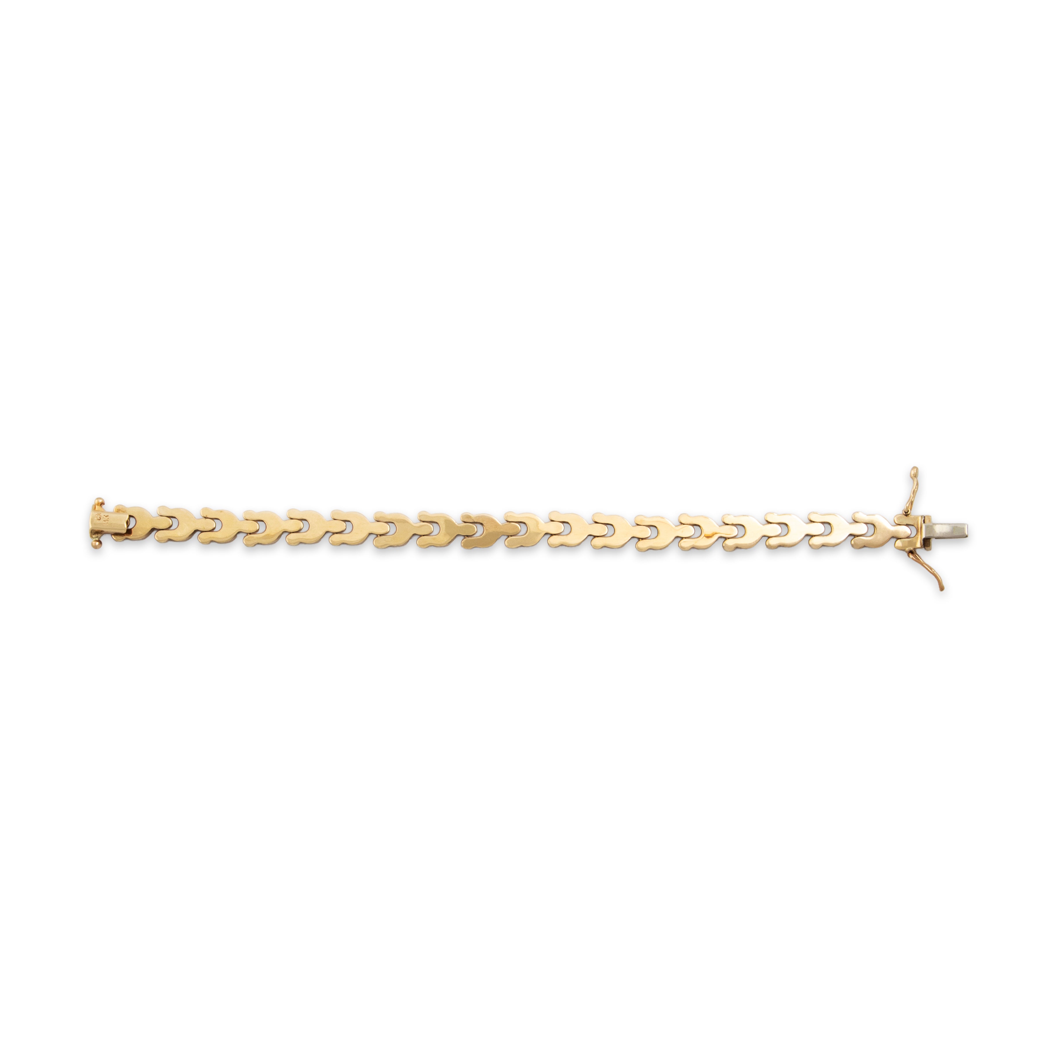 Vintage 14k Yellow Gold Classic U-Link Chain Bracelet - Back view