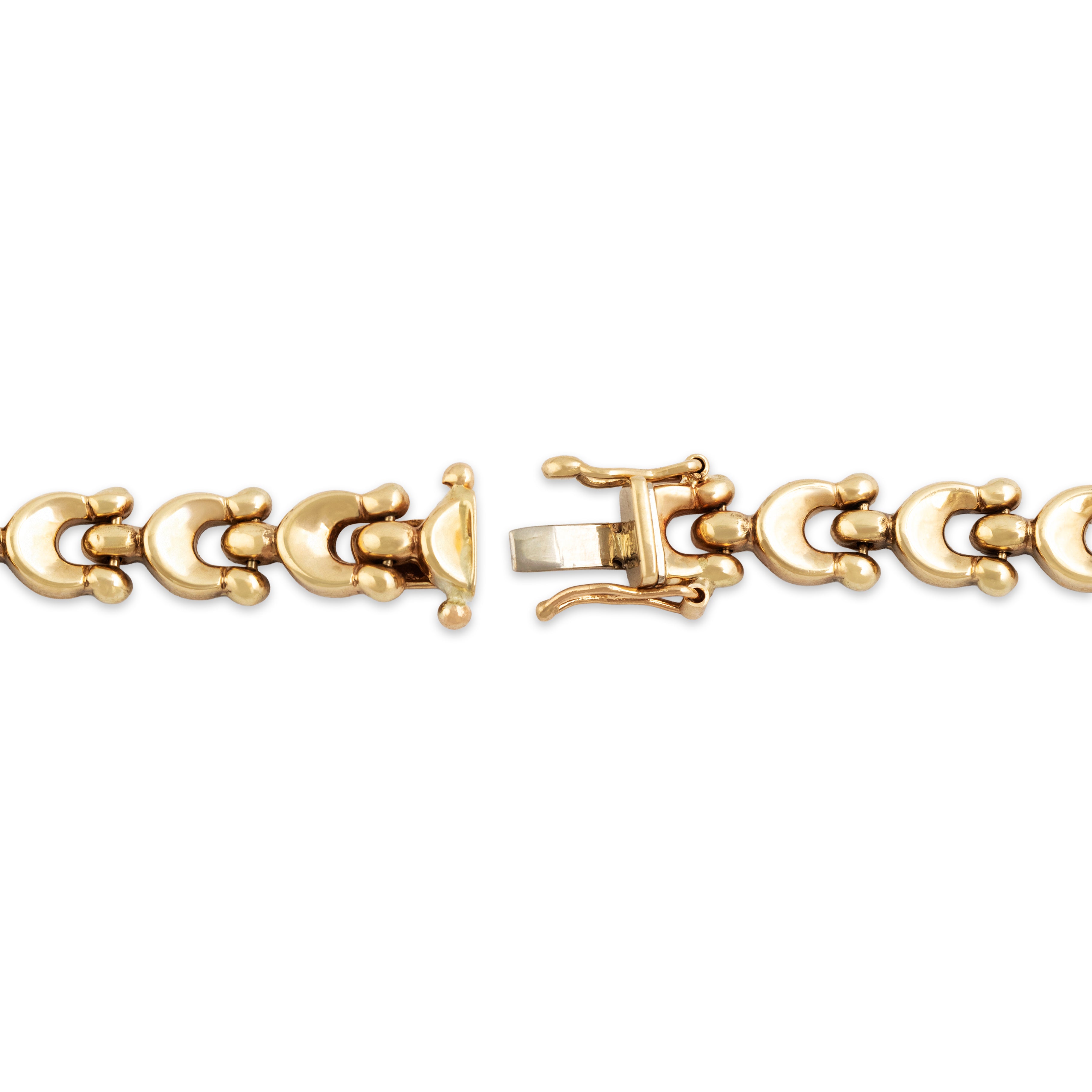 Vintage 14k Yellow Gold Classic U-Link Chain Bracelet - clasp view