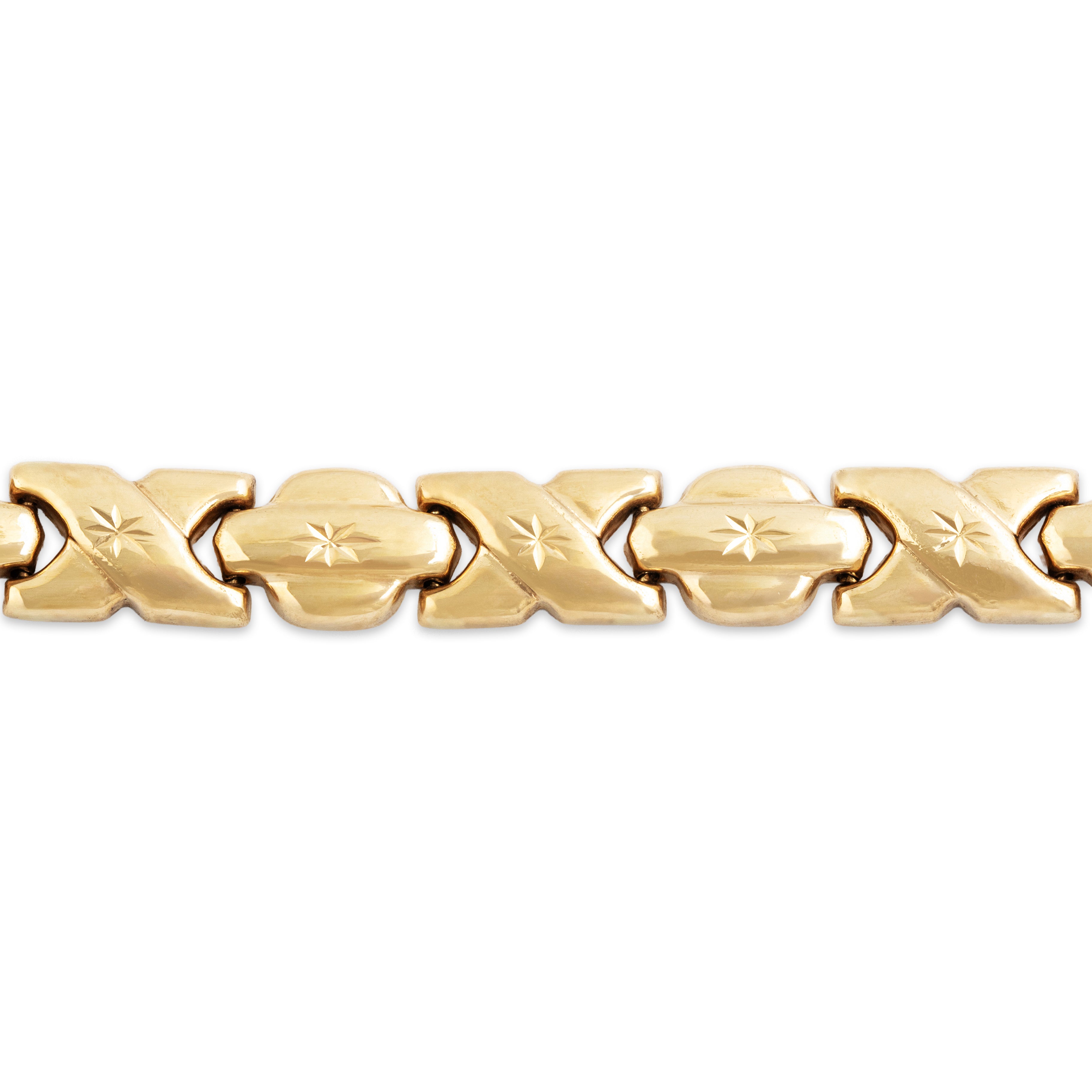 Vintage 14k Yellow Gold XO Star Detail Link Bracelet - detail view #1