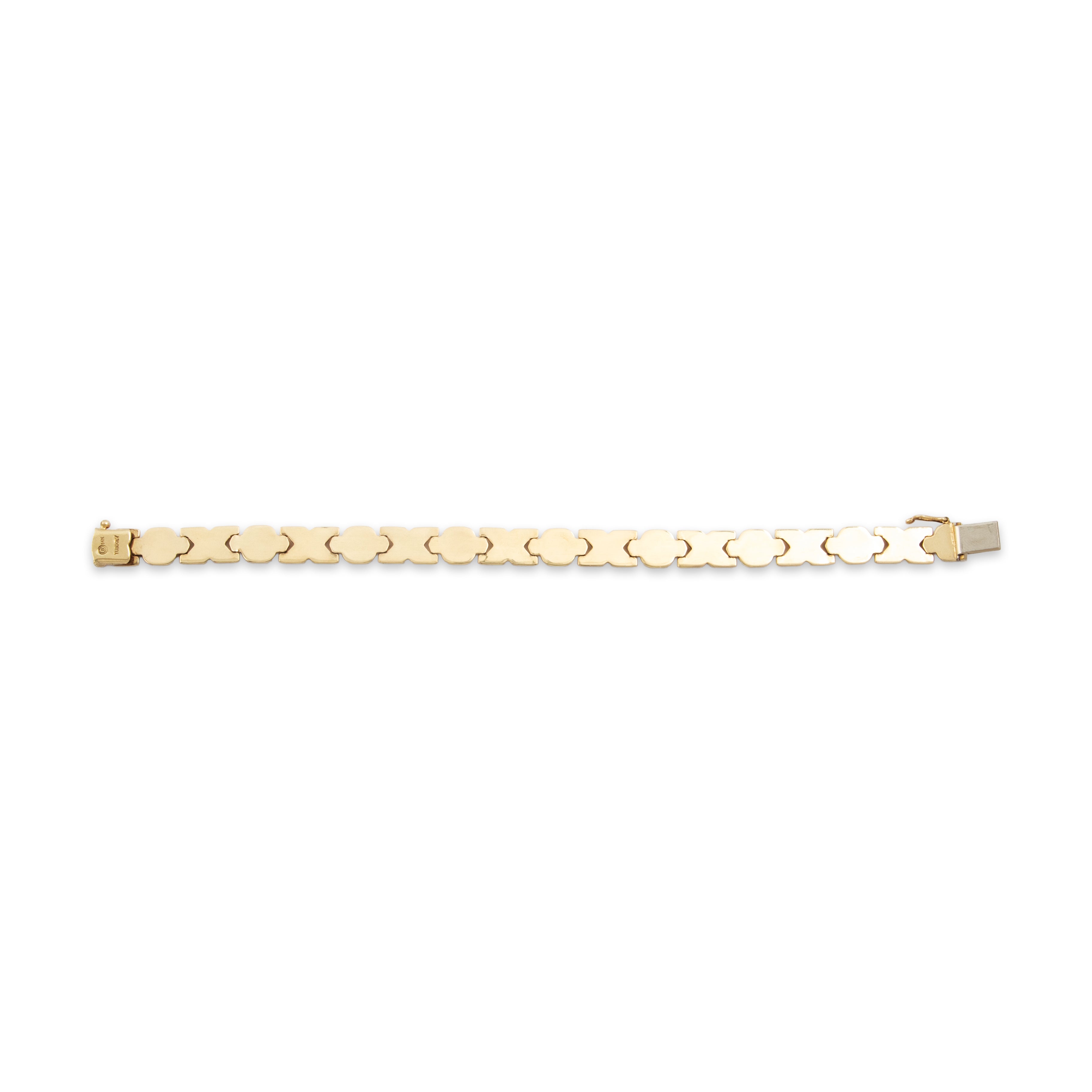 Vintage 14k Yellow Gold XO Star Detail Link Bracelet - Back view