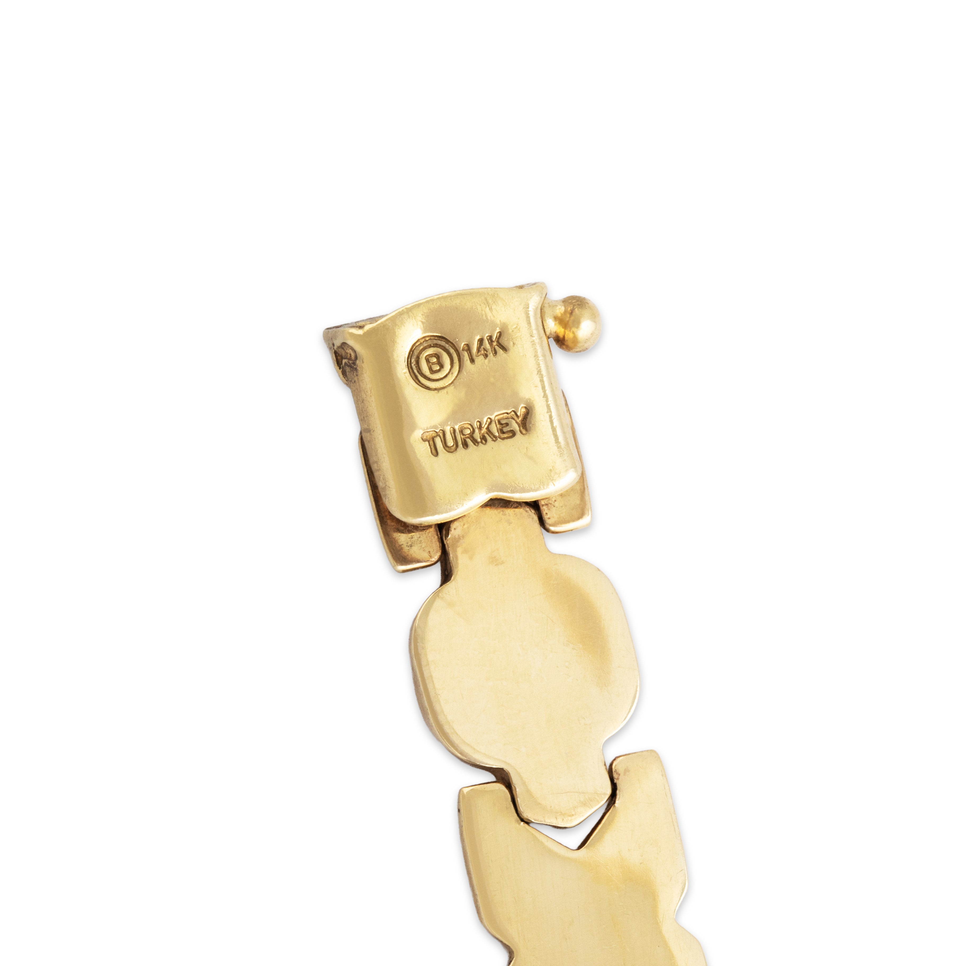 Vintage 14k Yellow Gold XO Star Detail Link Bracelet - Hallmark view