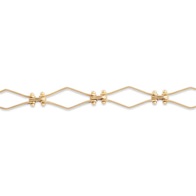 Vintage 14k Yellow Gold Chic Rhombus Link Bracelet 7.25"