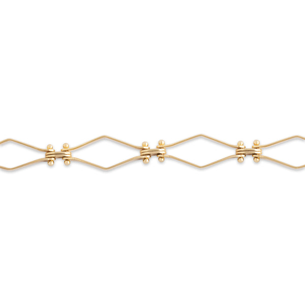 Vintage 14k Yellow Gold Chic Rhombus Link Bracelet 7.25