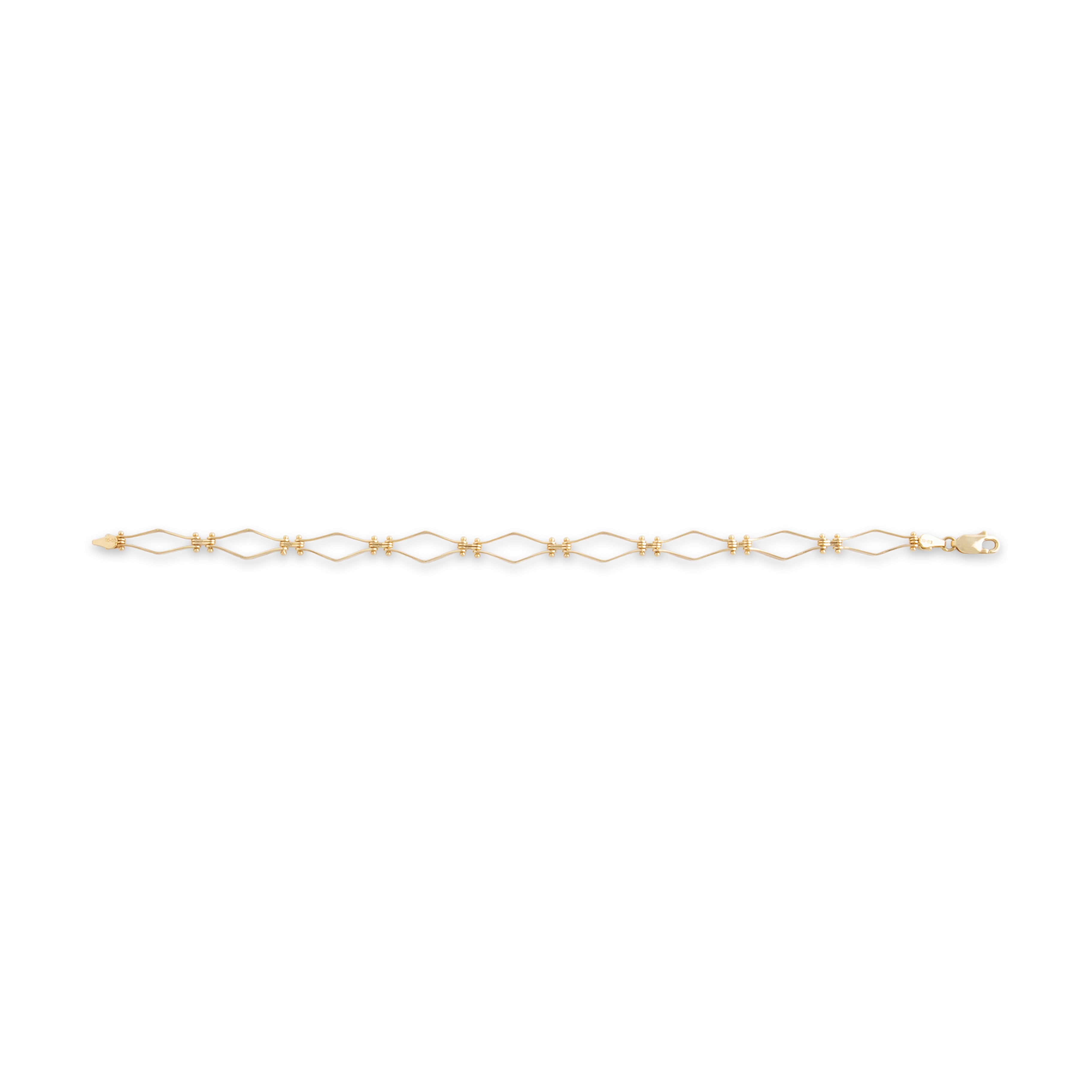 Vintage 14k Yellow Gold Chic Rhombus Link Bracelet - Overall view