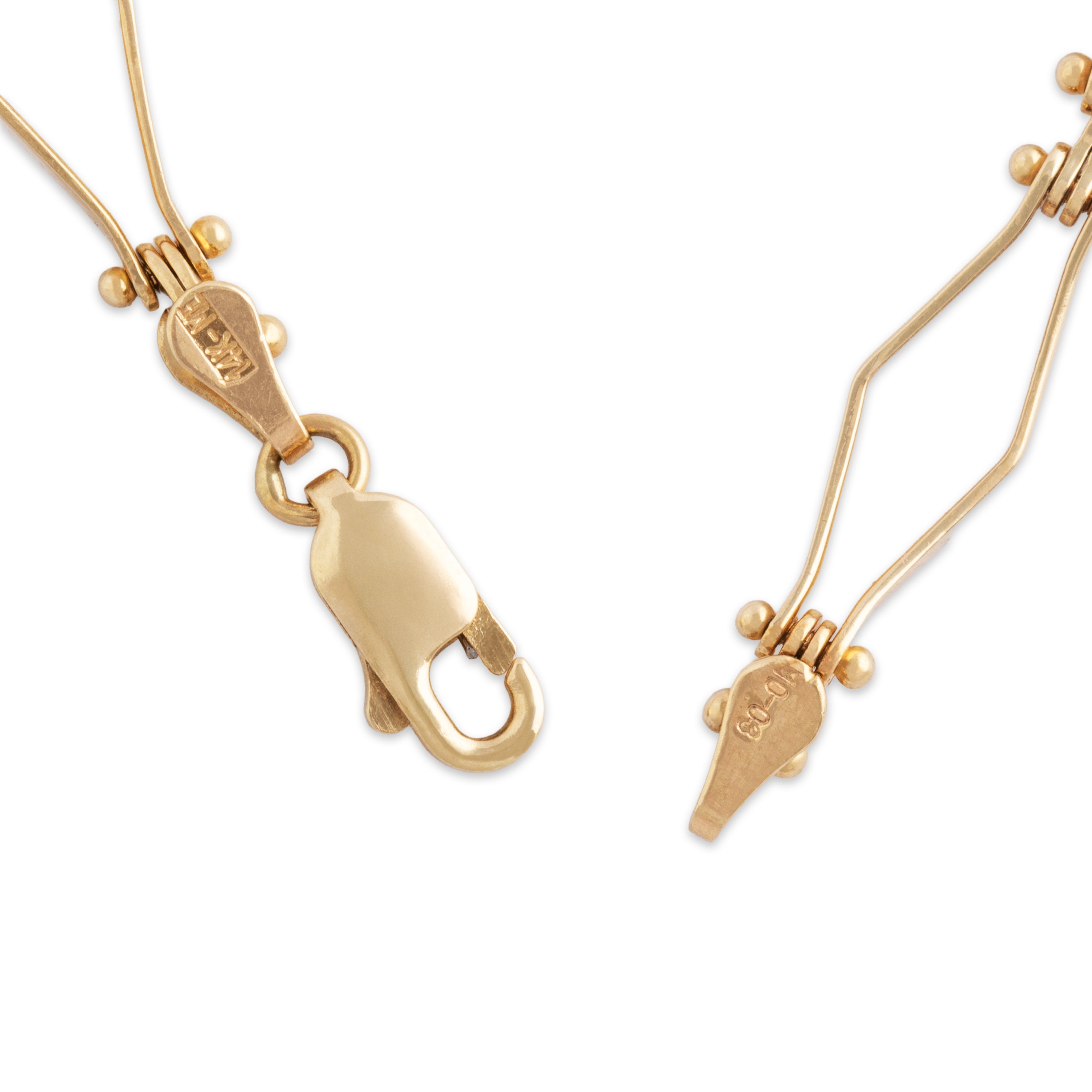 Vintage 14k Yellow Gold Chic Rhombus Link Bracelet - clasp view