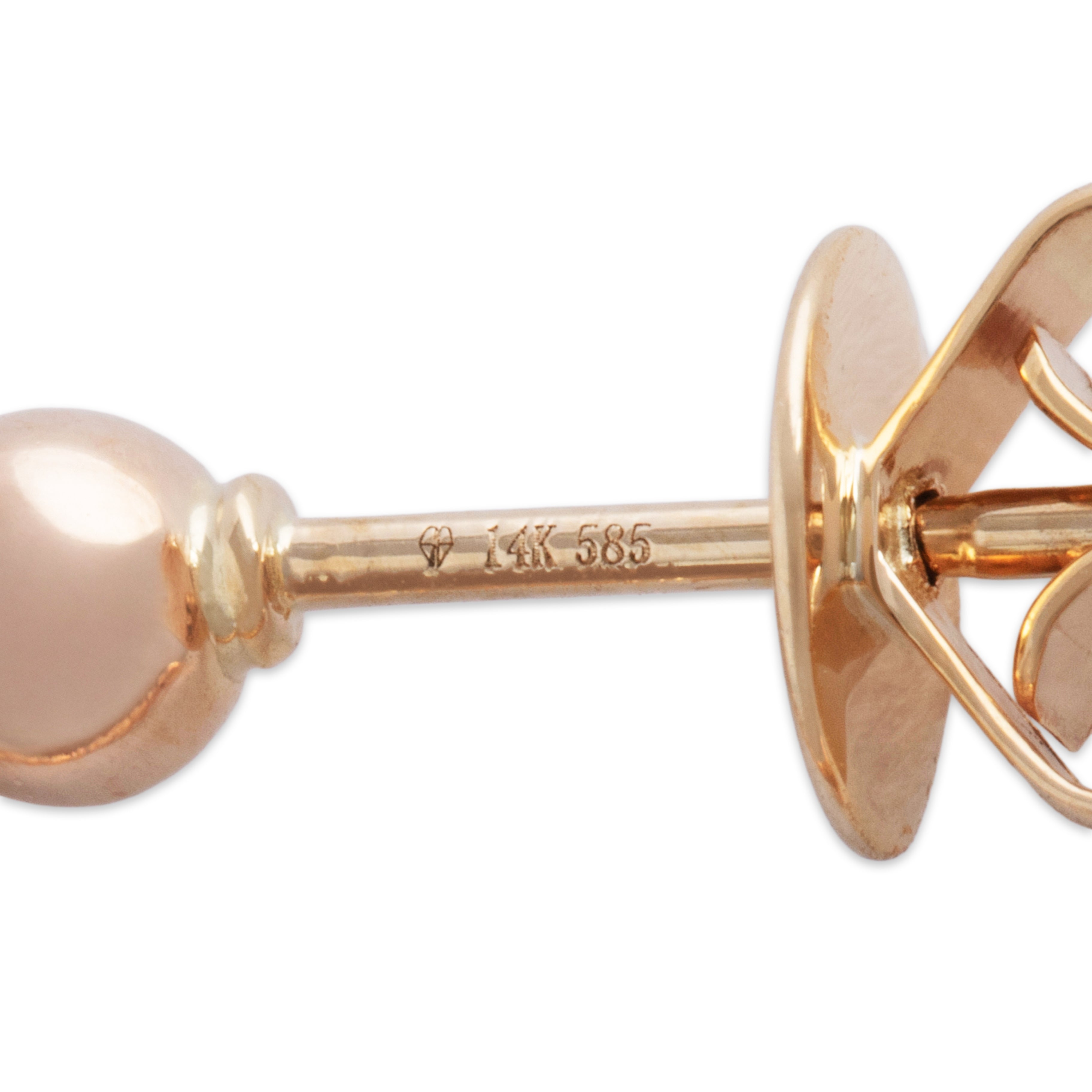 Estate 14k Yellow Gold Diamond Pavé Hamsa Bubble Hoop Earrings - Hallmark view