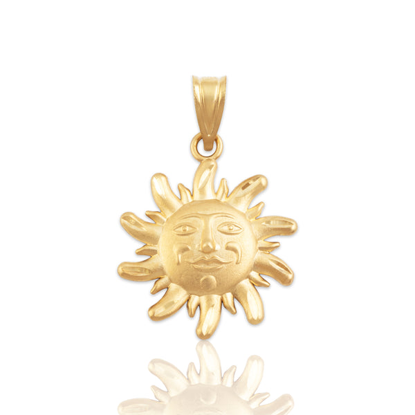 Vintage 14k Yellow Gold Whimsical Celestial Sun Pendant