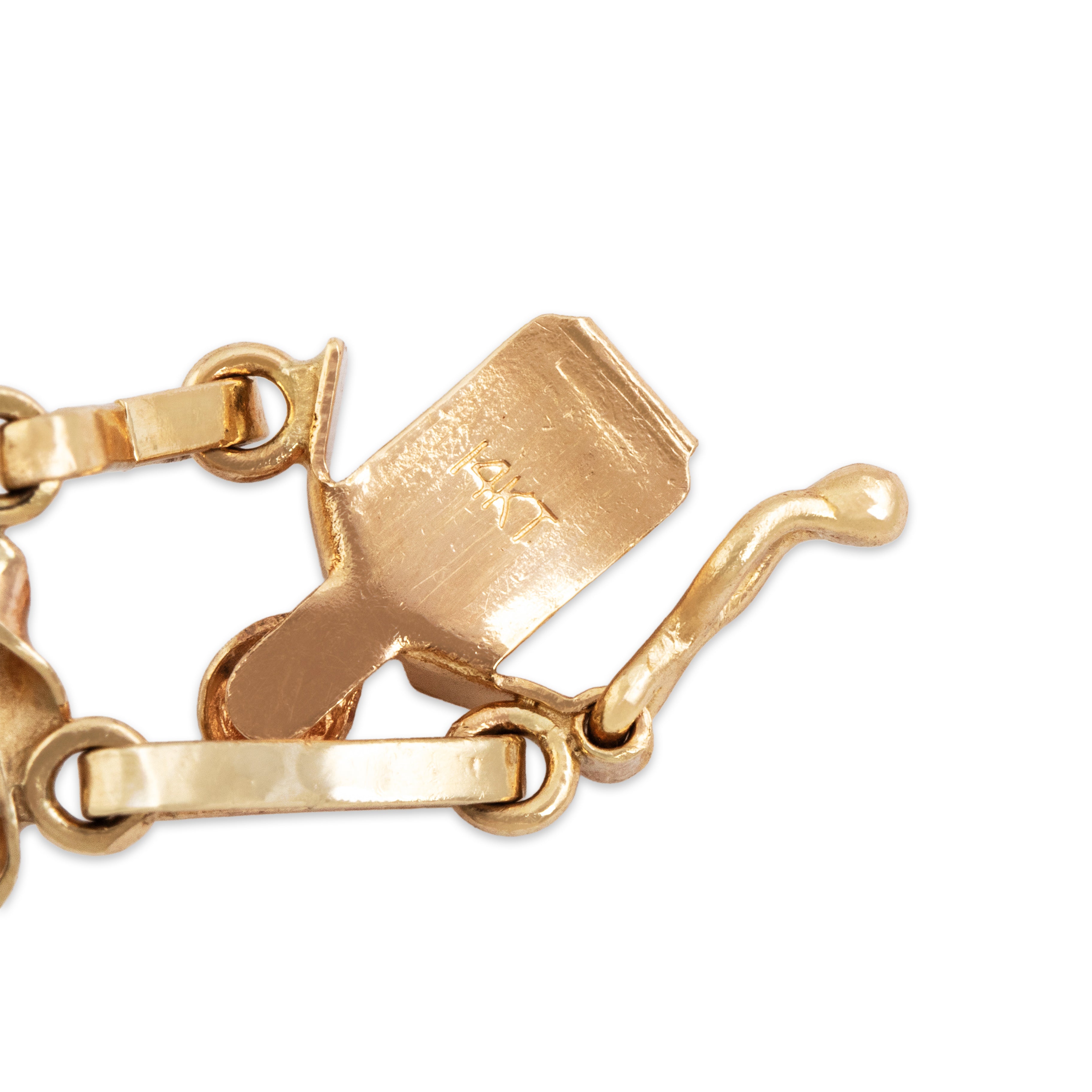 Vintage 14k Yellow Gold 53cttw Moonstone Cabled Cabochon Statement Bracelet - Hallmark view