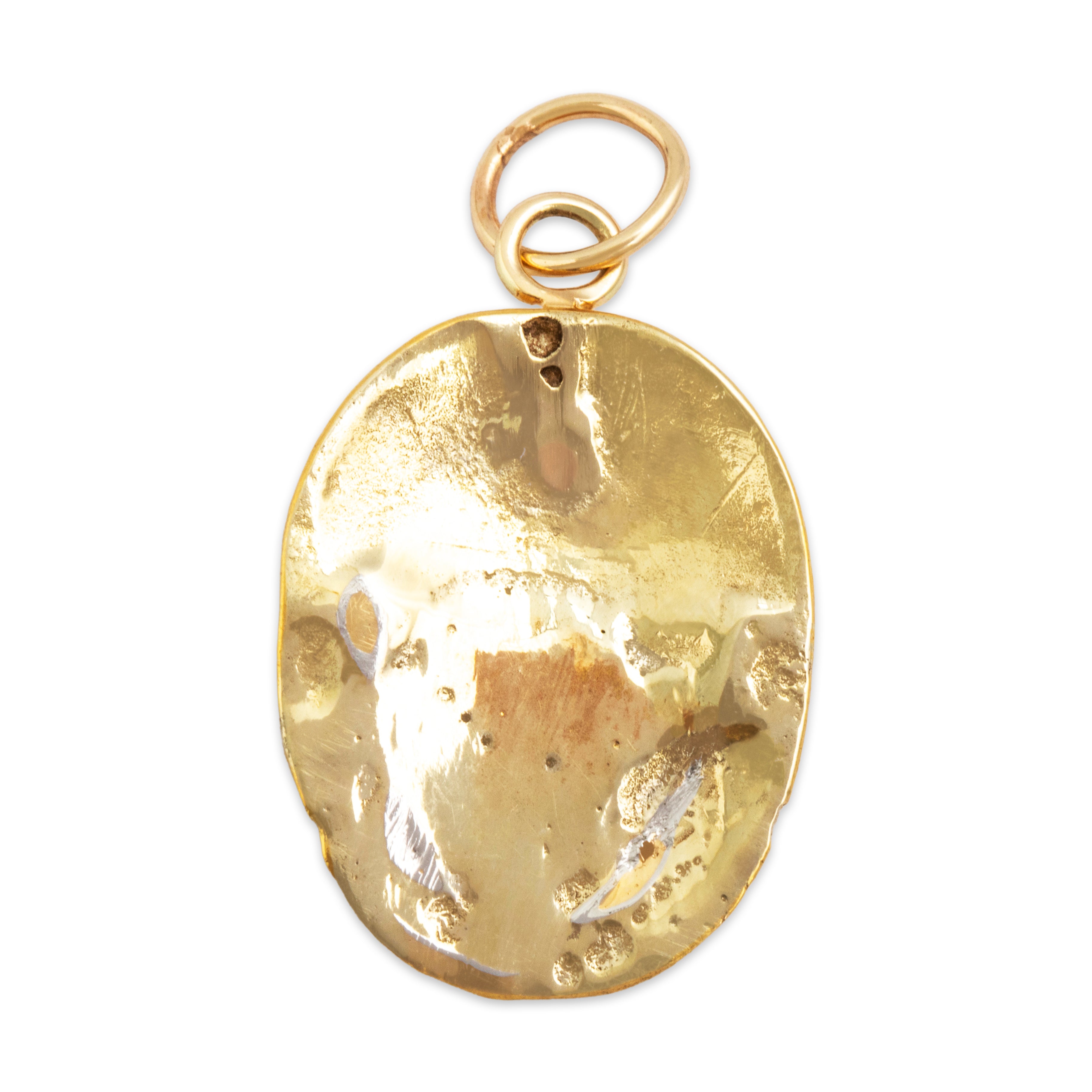 Antique Art Nouveau Heavy 18k Yellow Gold Platinum Incredible Lady Charm / Pendant - Back view