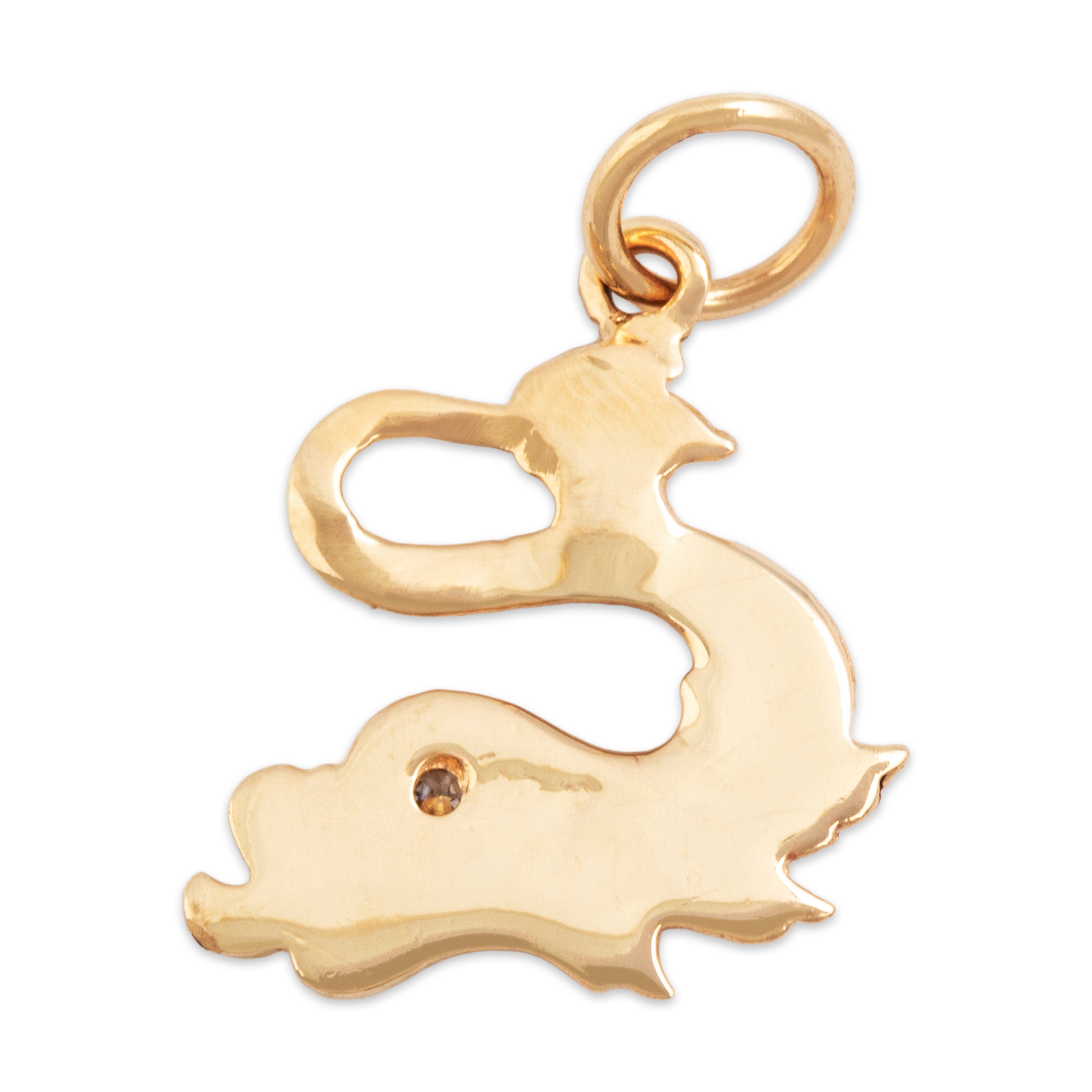 Vintage 14k Yellow Gold Diamond Wonderful Textured Sea Creature Charm / Pendant - Back view