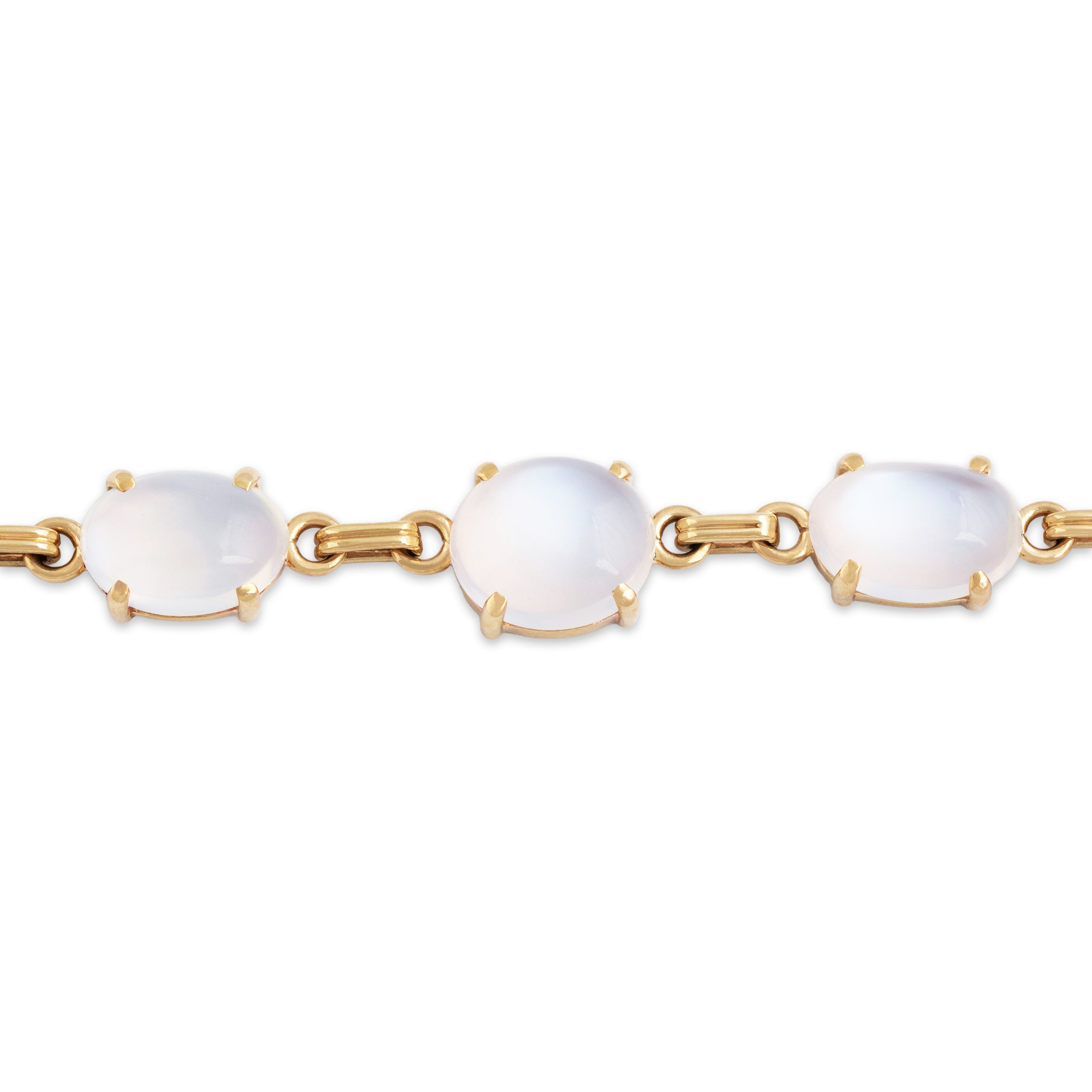 Vintage 14k Yellow Gold 29cttw Moonstone Glowing Cabochon Bracelet - detail view #1