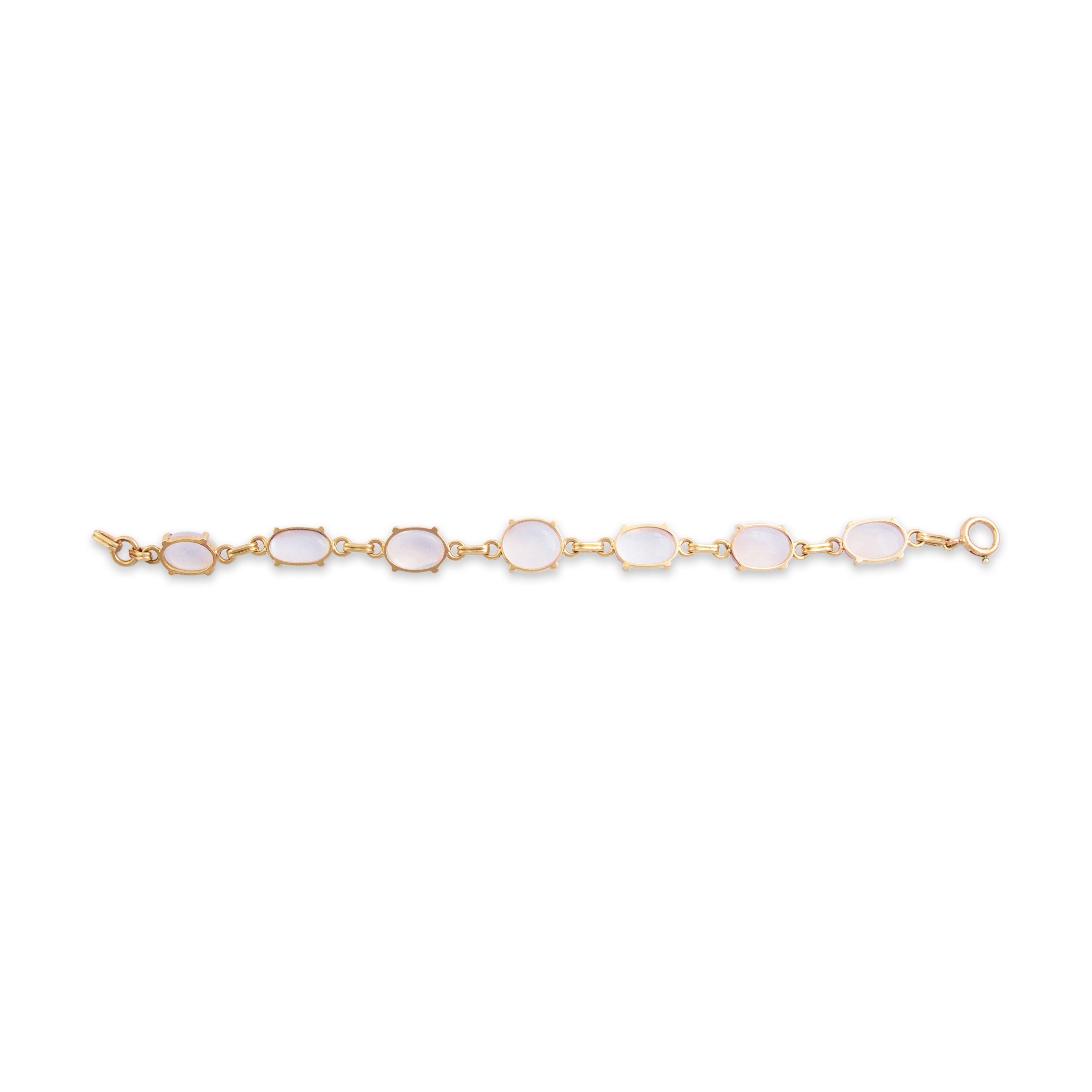 Vintage 14k Yellow Gold 29cttw Moonstone Glowing Cabochon Bracelet - Back view