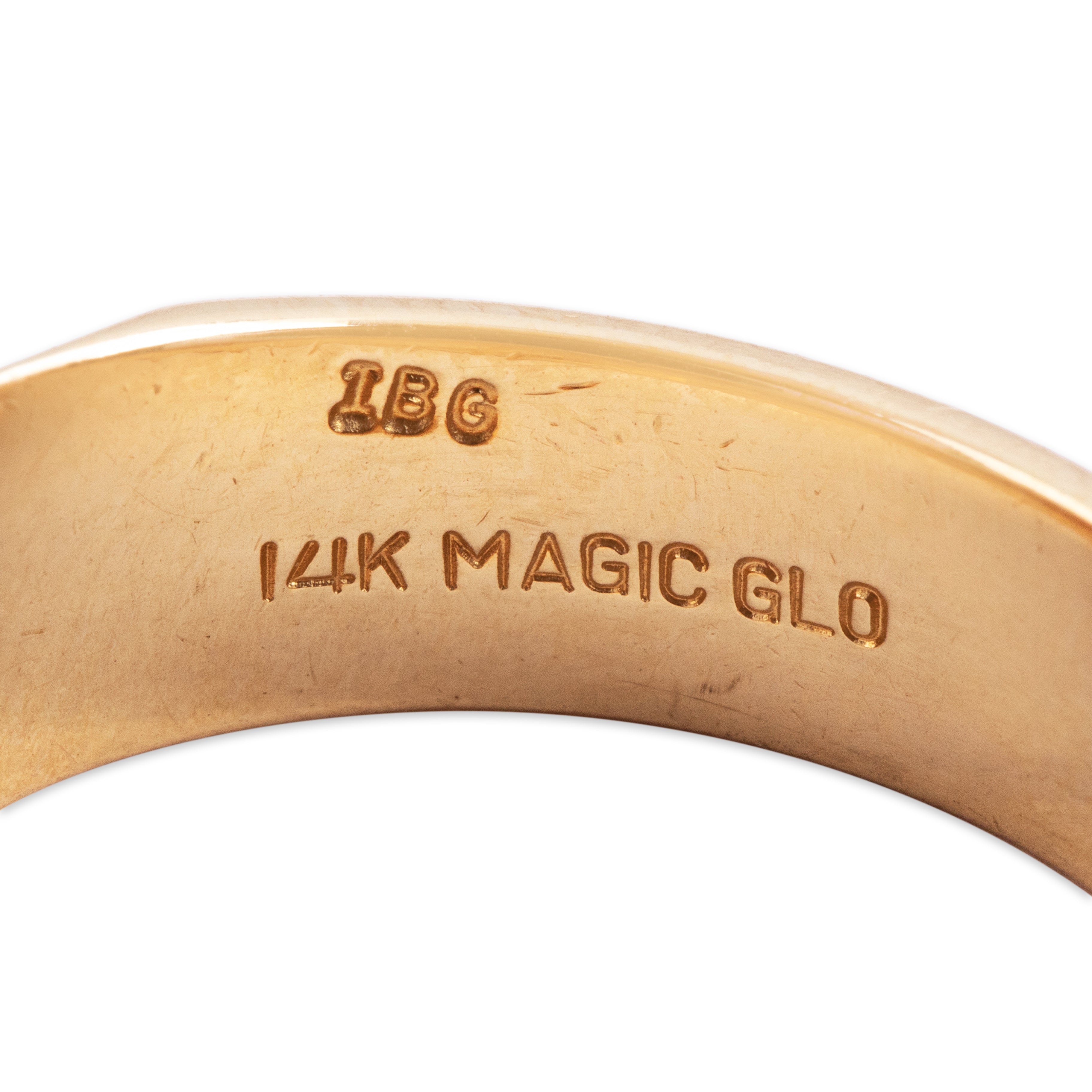 Vintage Heavy 14k Yellow & White Gold .32ct Diamond Geometric Band Ring - Hallmark view