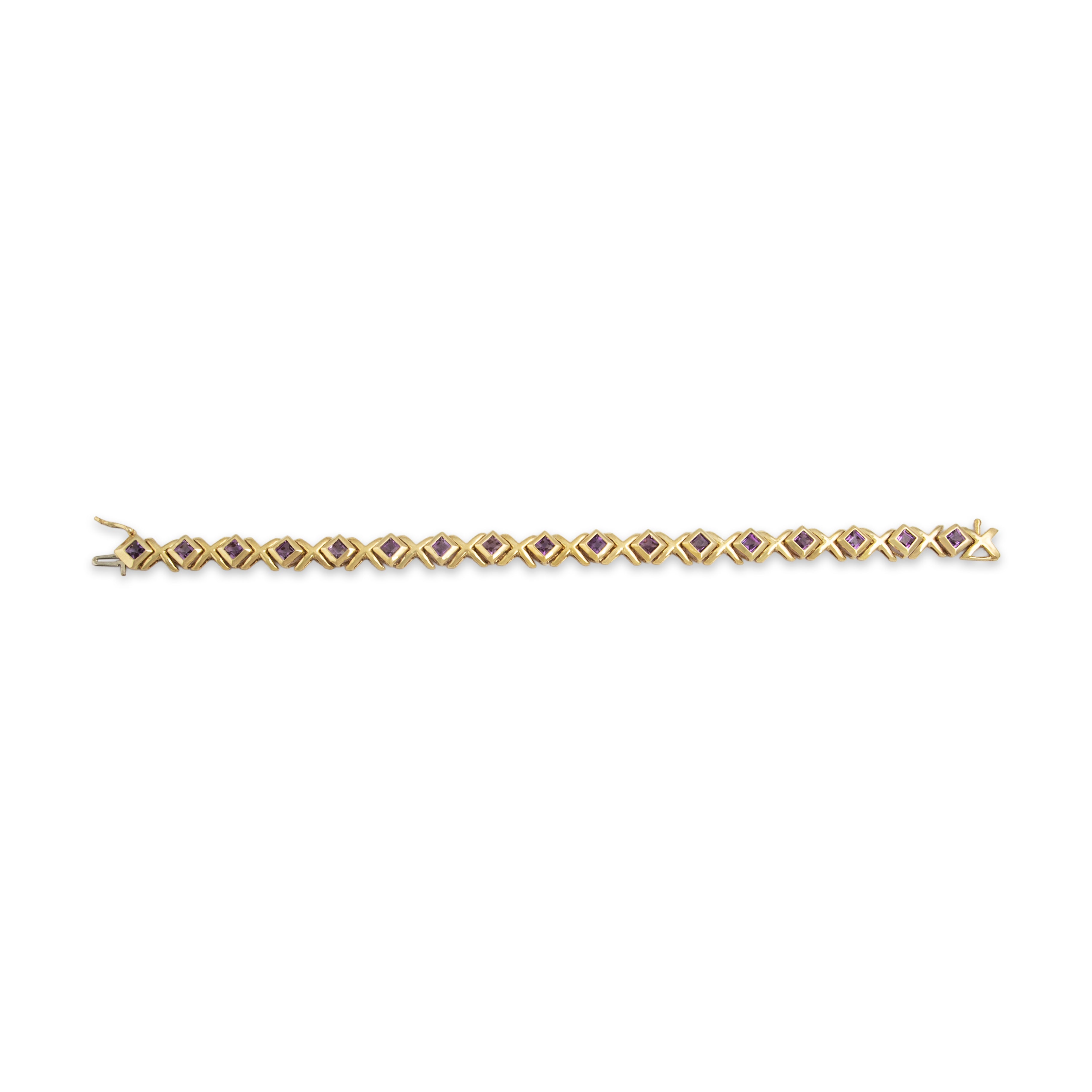 Vintage 10k Yellow Gold 3.9cttw Amethyst Pretty XO Link Bracelet - Back view