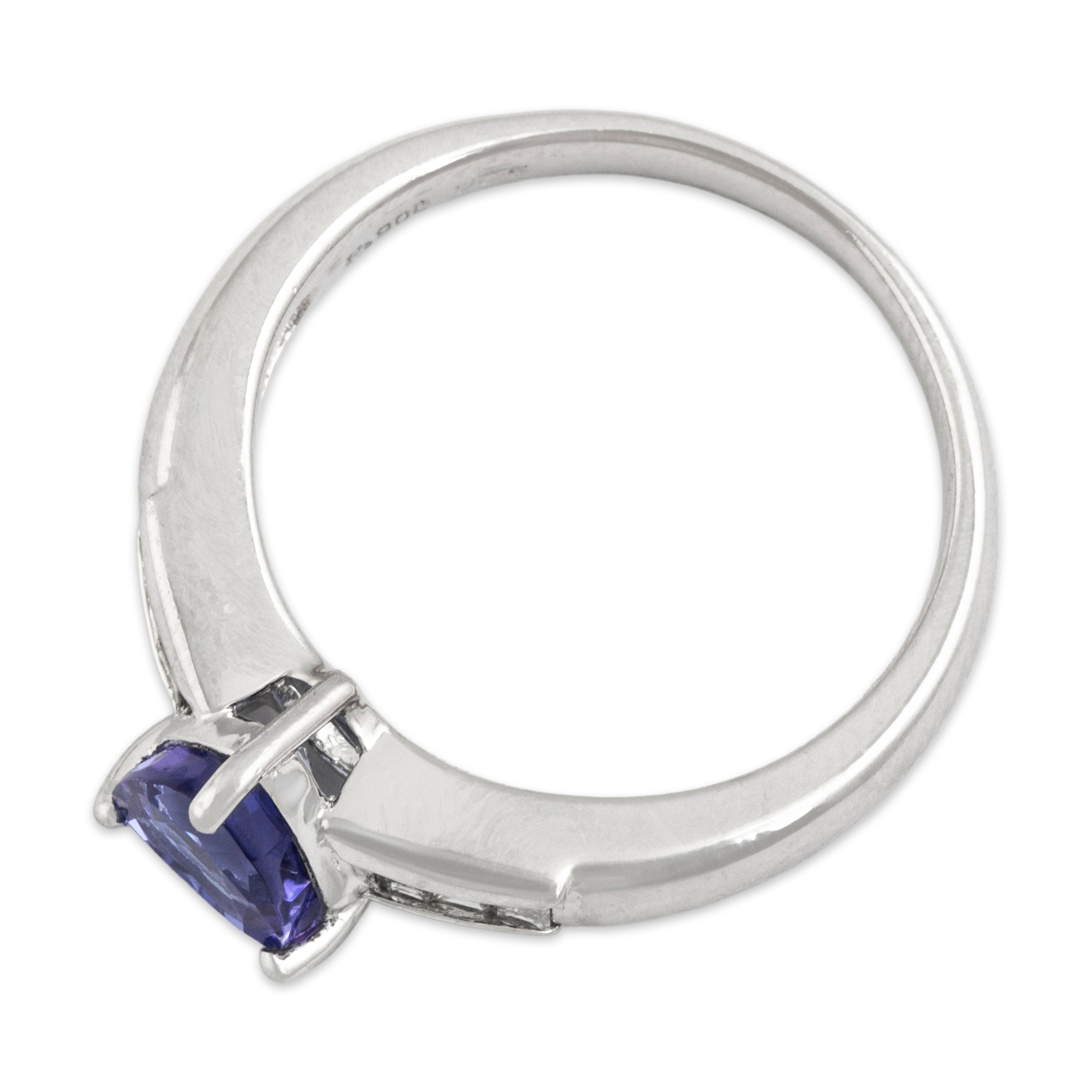 Vintage Platinum 1.05ct Tanzanite Diamond Trilliant Channel-Set Ring - Overall view