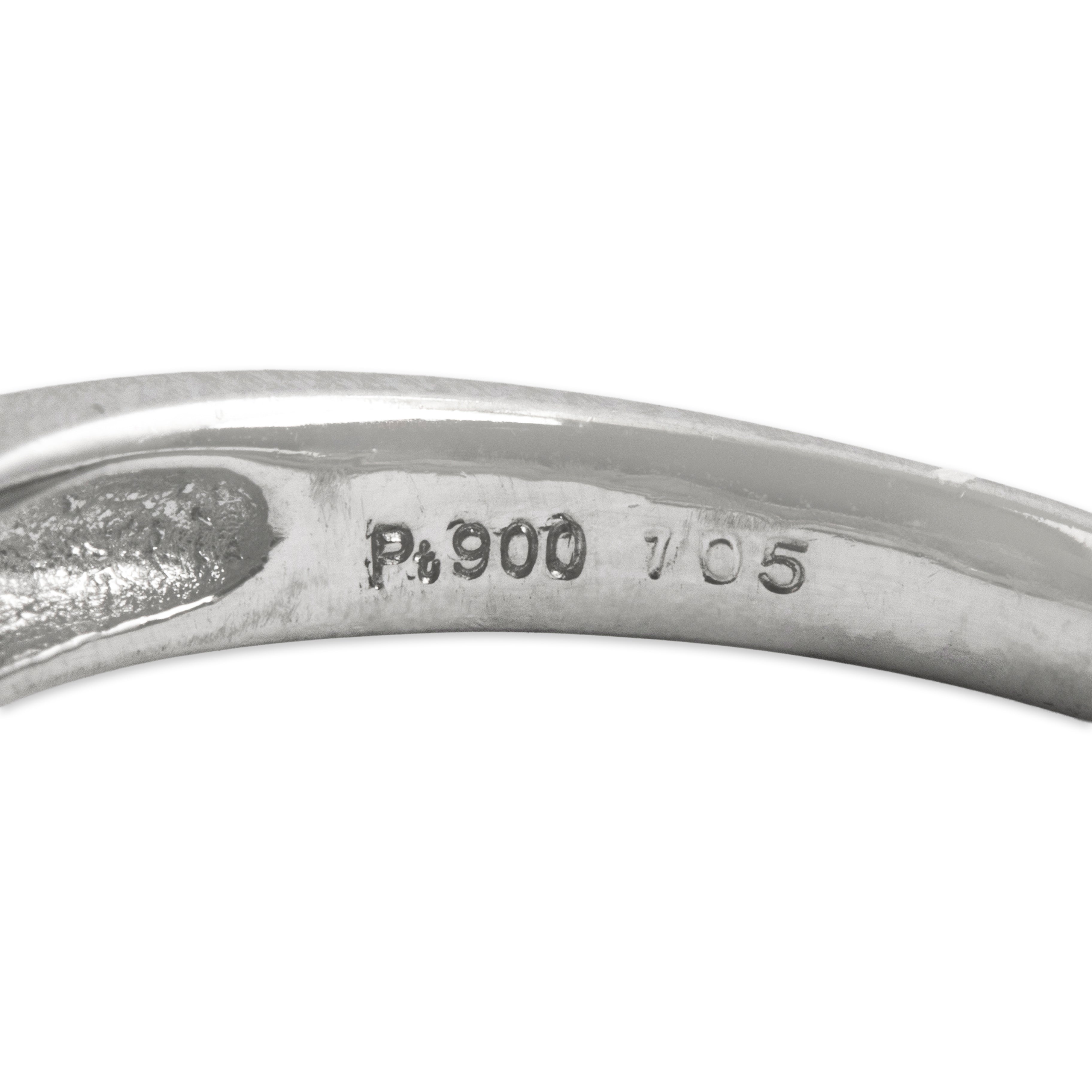 Vintage Platinum 1.05ct Tanzanite Diamond Trilliant Channel-Set Ring - Hallmark view