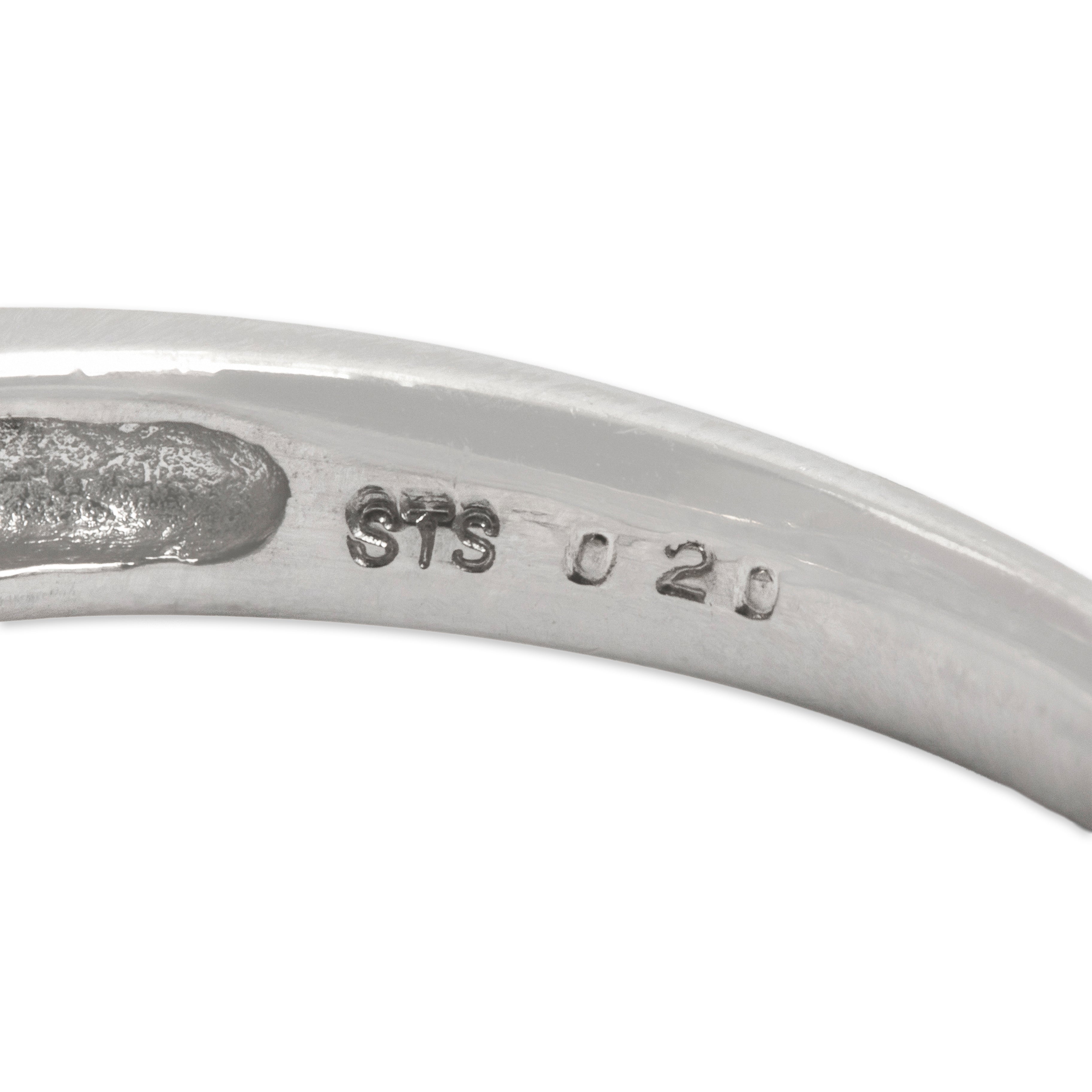 Vintage Platinum 1.05ct Tanzanite Diamond Trilliant Channel-Set Ring - Hallmark view