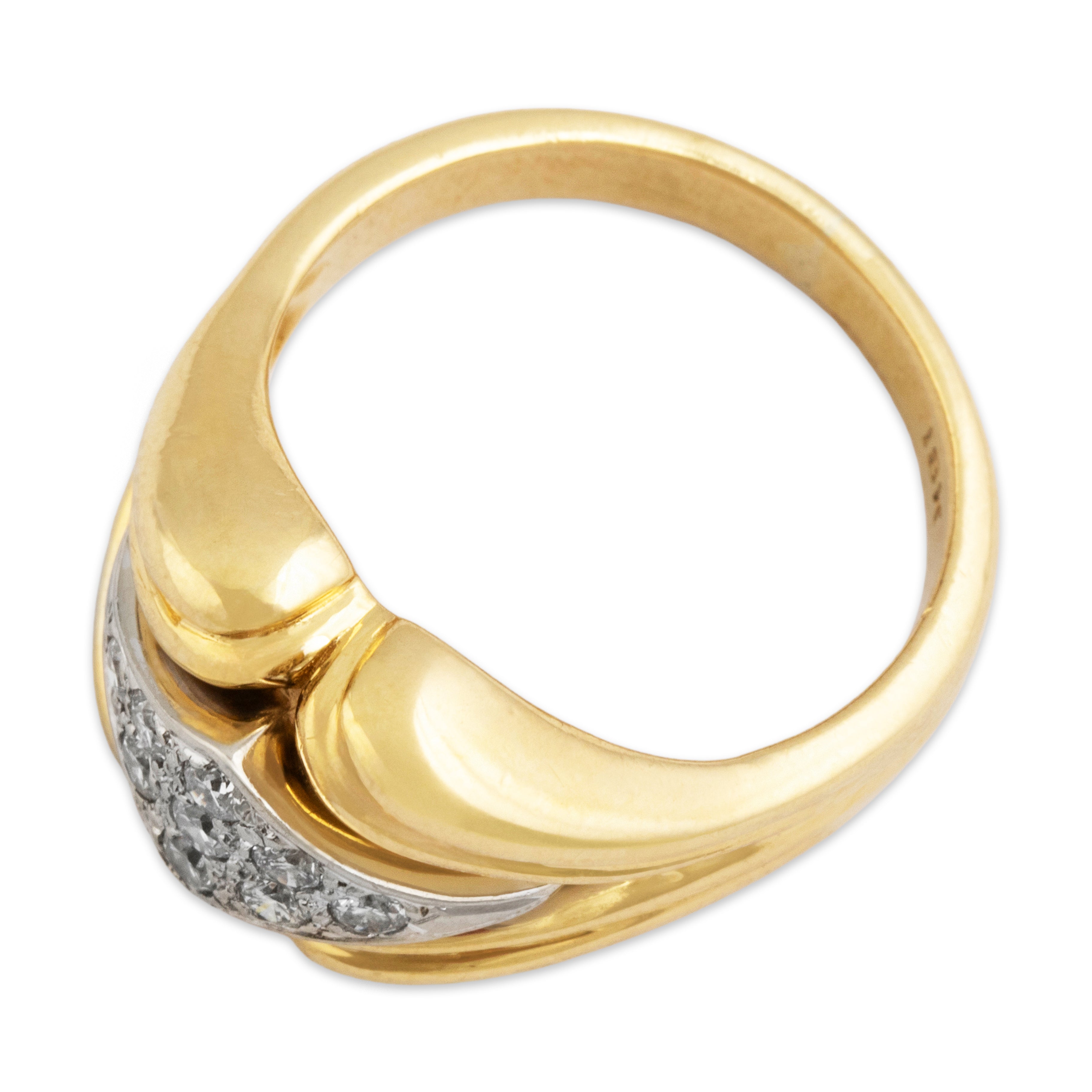 Vintage Heavy 18k Yellow Gold .261cttw Diamond Striking Chunky Ring - Overall view