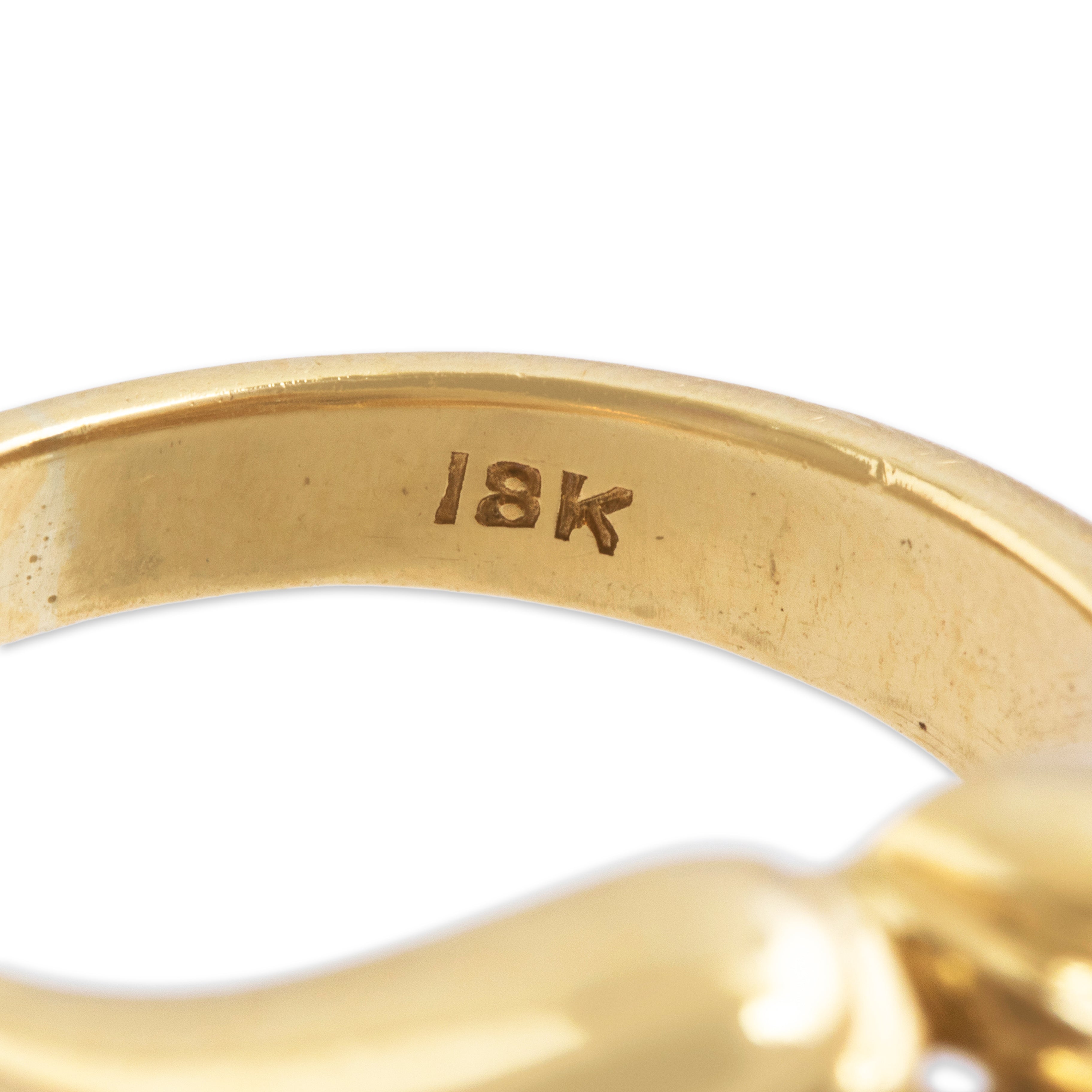 Vintage Heavy 18k Yellow Gold .261cttw Diamond Striking Chunky Ring - Hallmark view