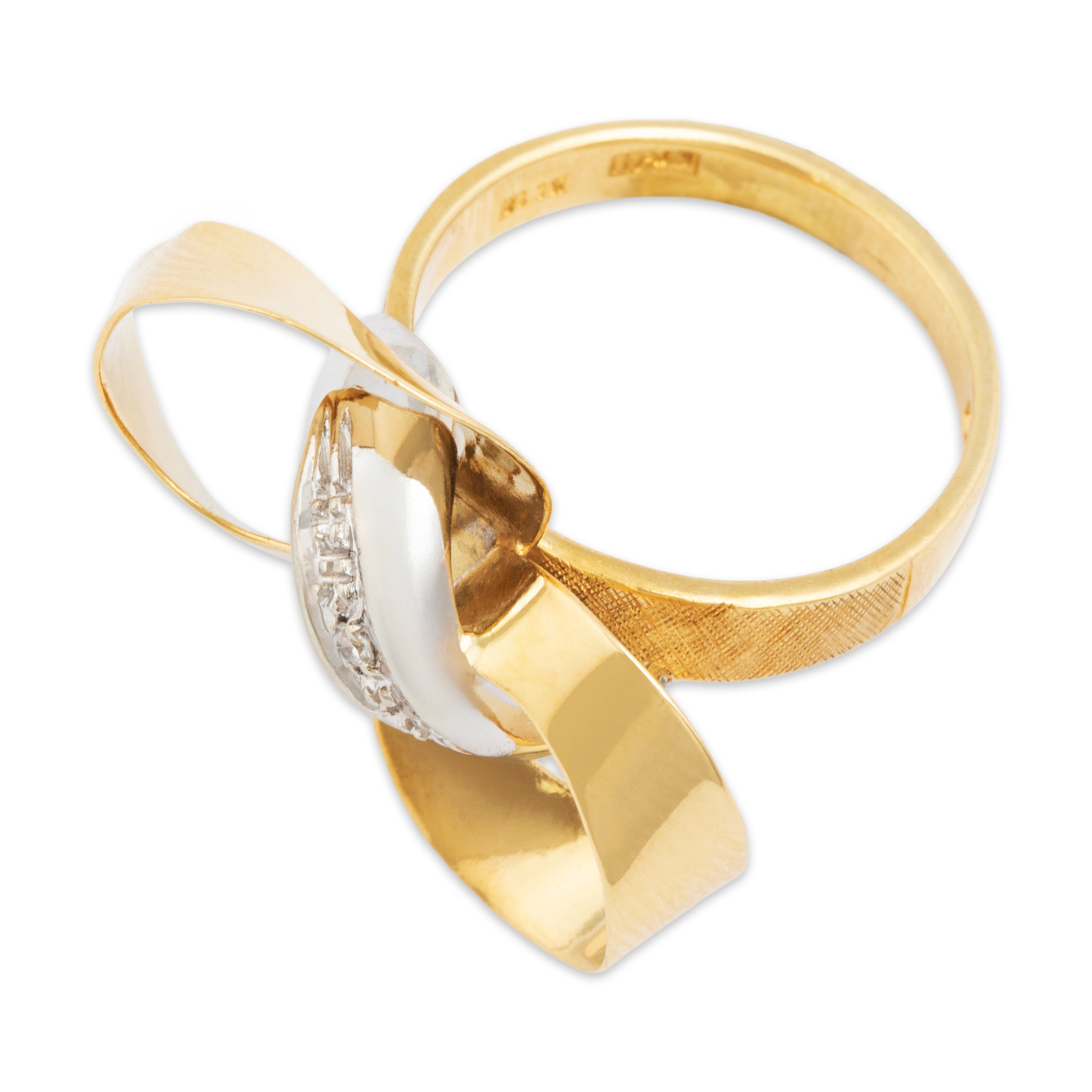 Vintage Italian 18k Yellow & White Gold Diamond Fabulous Cocktail Ring - Overall view