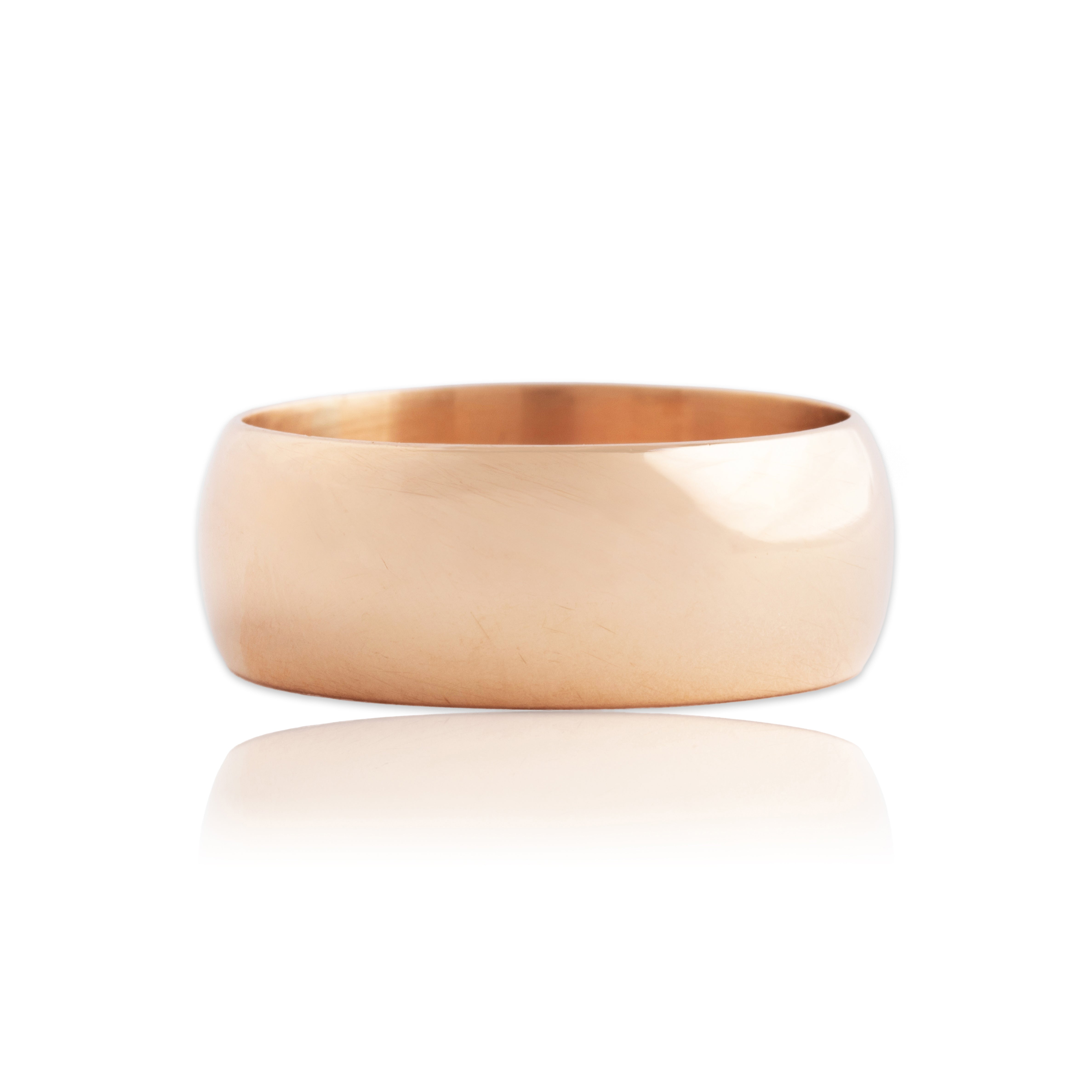 Antique Heavy 14k Rosy Yellow Gold Classic Wide Band Ring 8.75