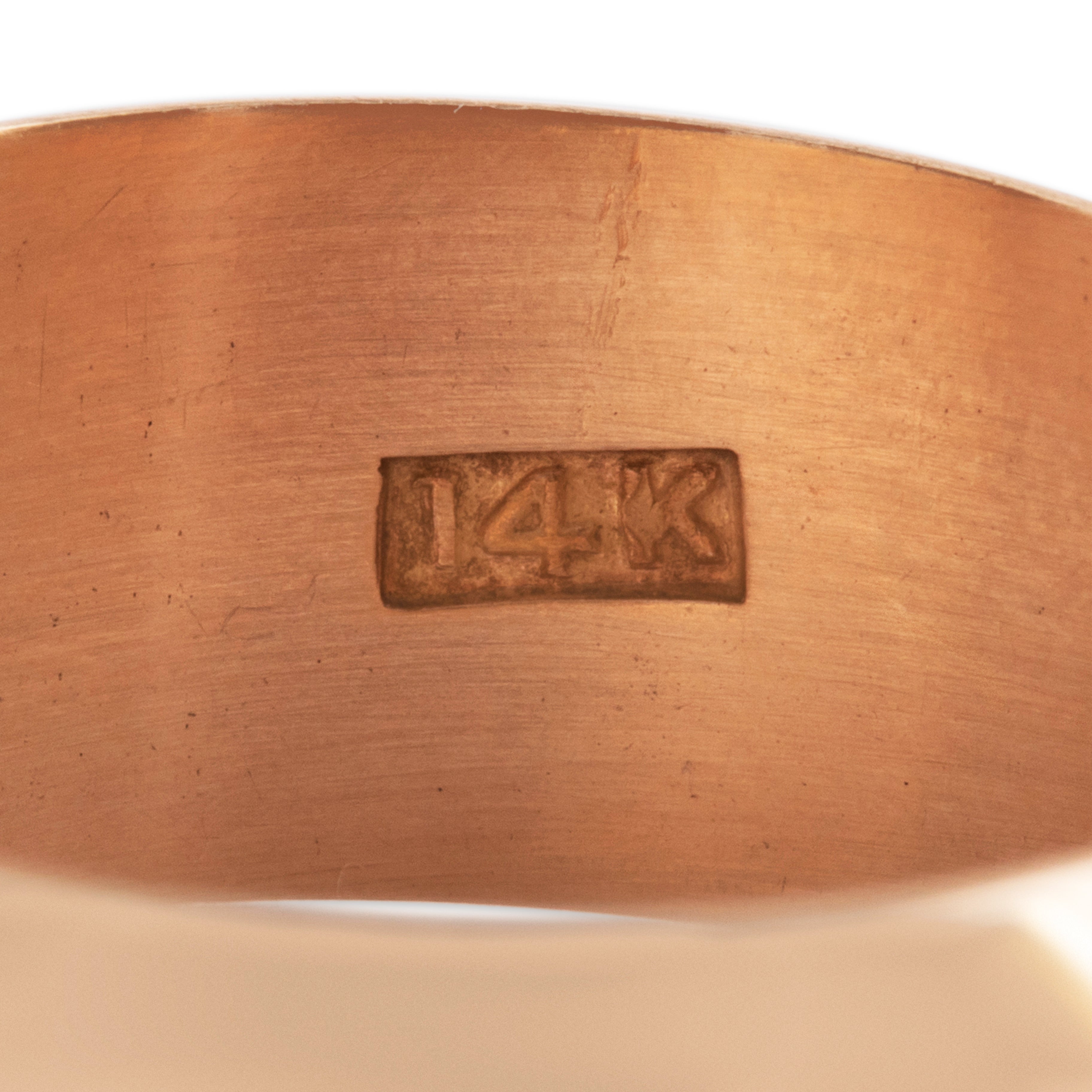 Antique Heavy 14k Rosy Yellow Gold Classic Wide Dome Band Ring - Hallmark view