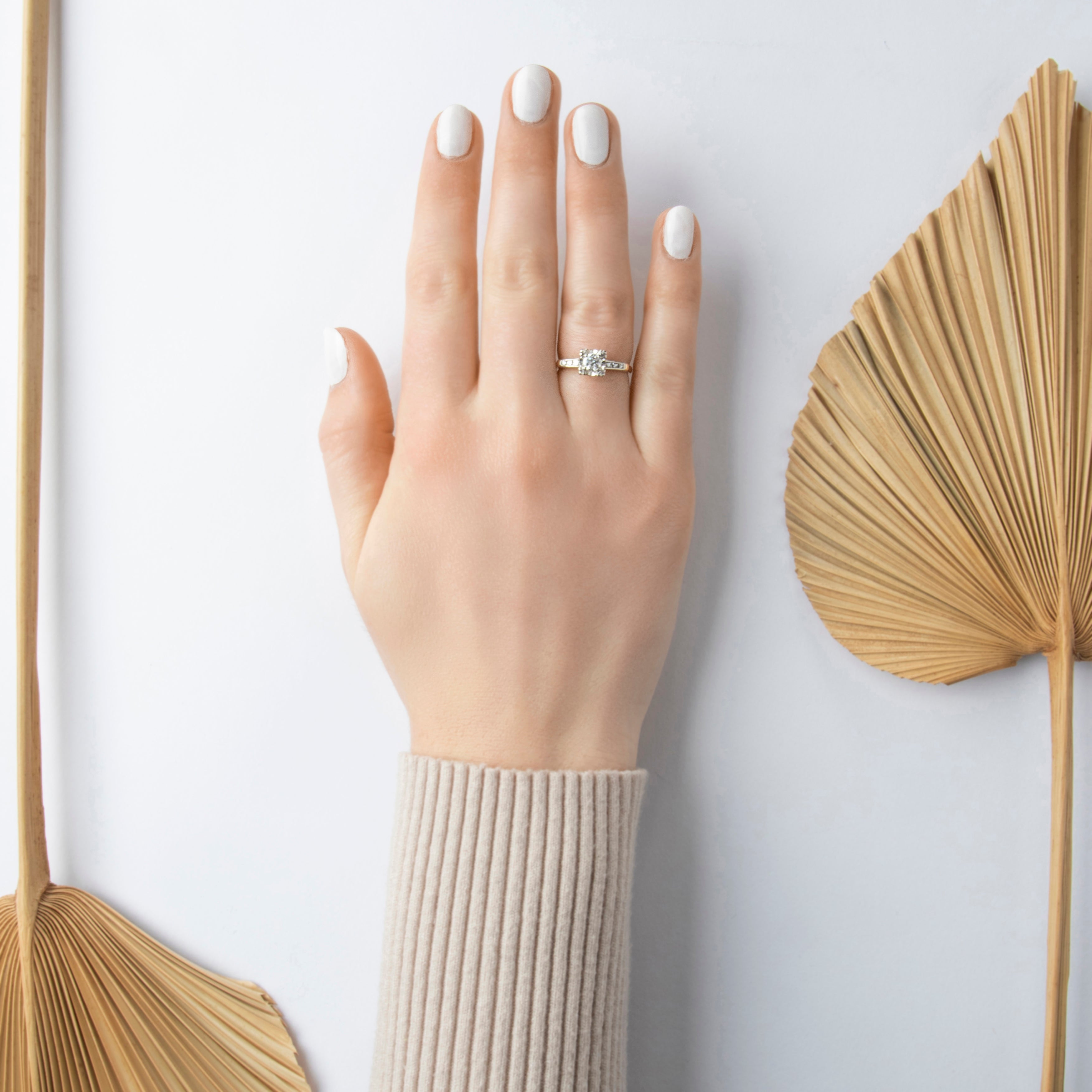 Vintage 14k Yellow & White Gold .356cttw Diamond Fantastic Trio Ring - On model view