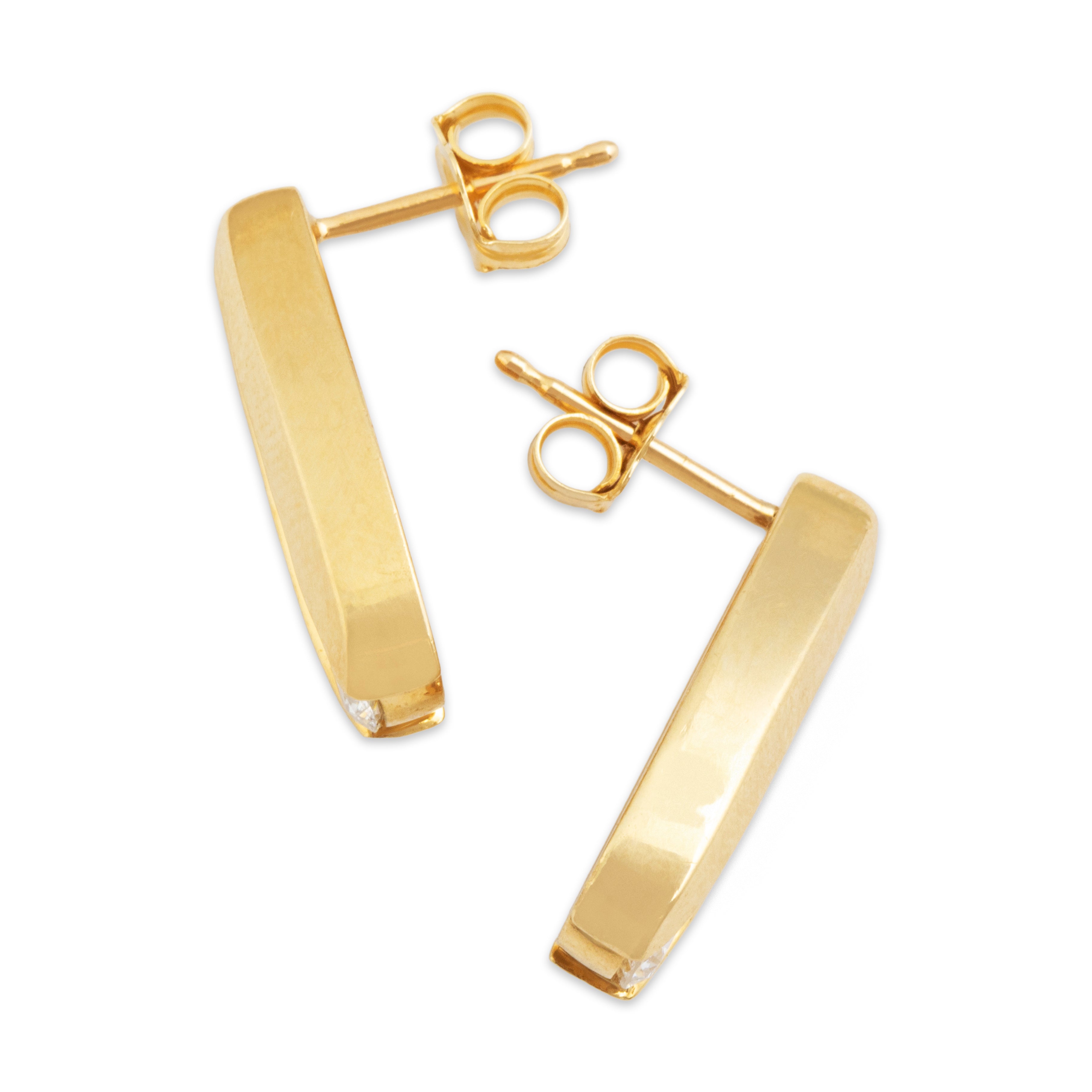 Vintage 18k Yellow Gold .842cttw Diamond Chic Split Trio Stud Earrings - Side view