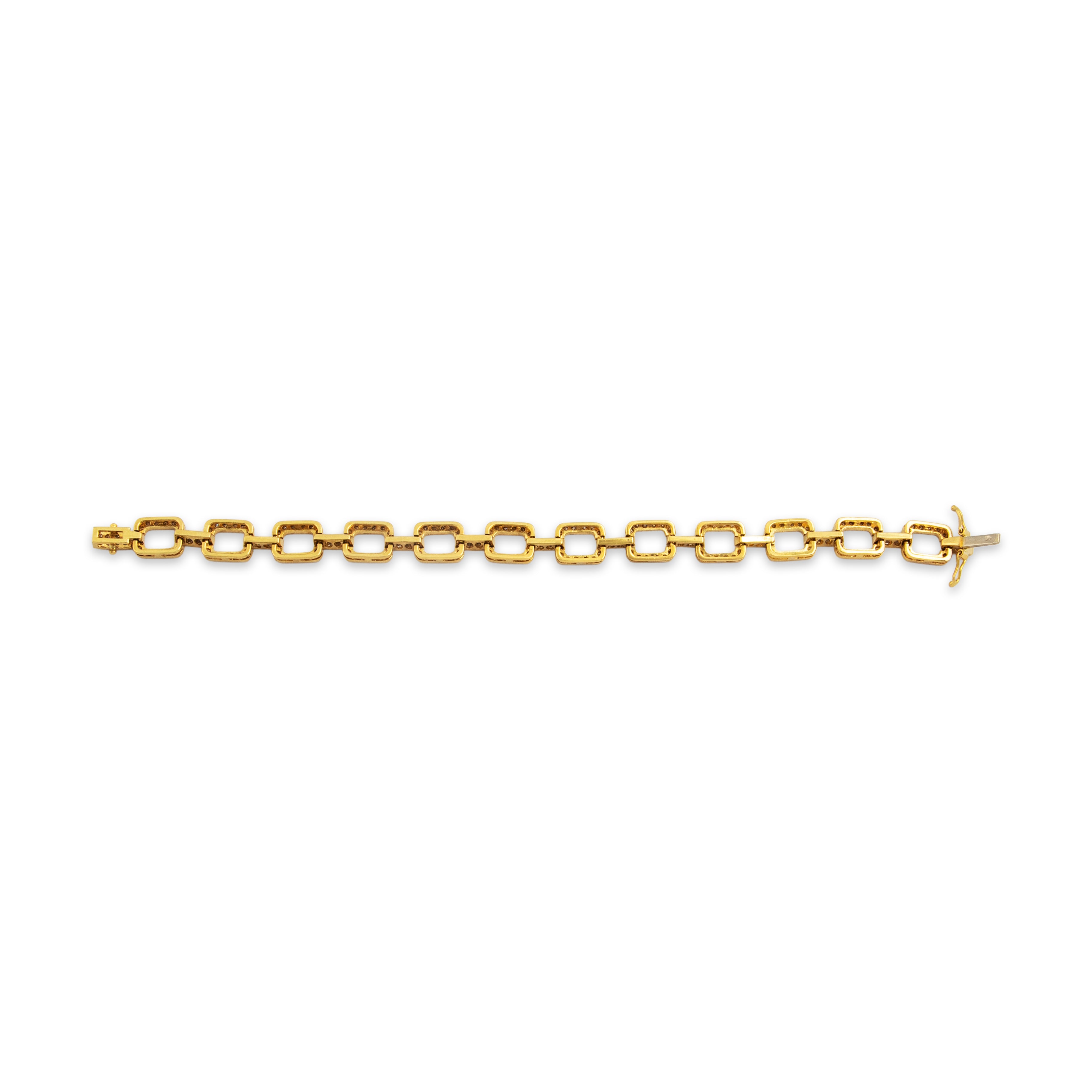 Vintage 18k Yellow Gold 1.386cttw Diamond Fantastic Square Link Bracelet - Back view
