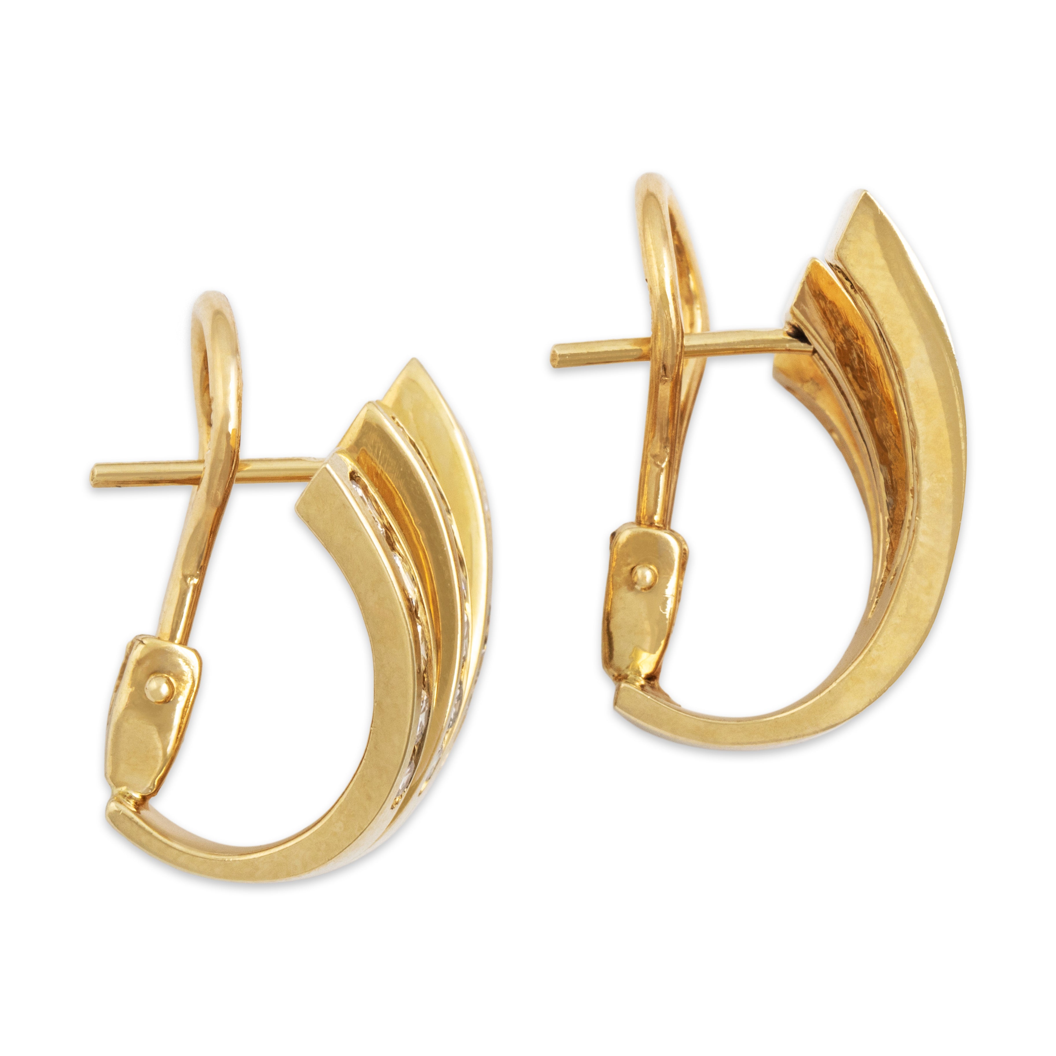 Vintage Large 14k Yellow Gold 1.988cttw Diamond Climbing Stud Earrings- Side view