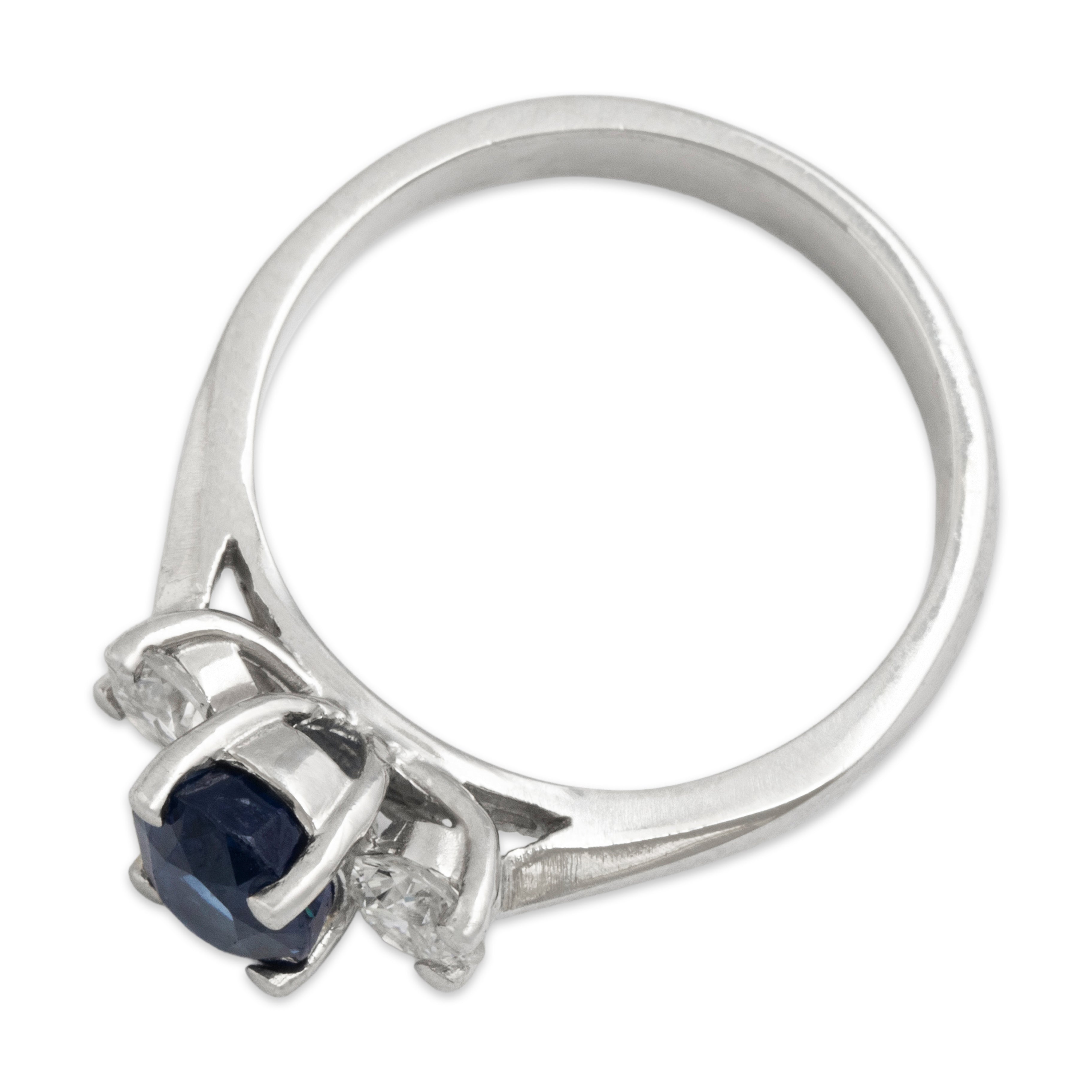 Estate Platinum 1.4ct Blue Sapphire .46cttw Diamond Striking Trio Ring - Overall view