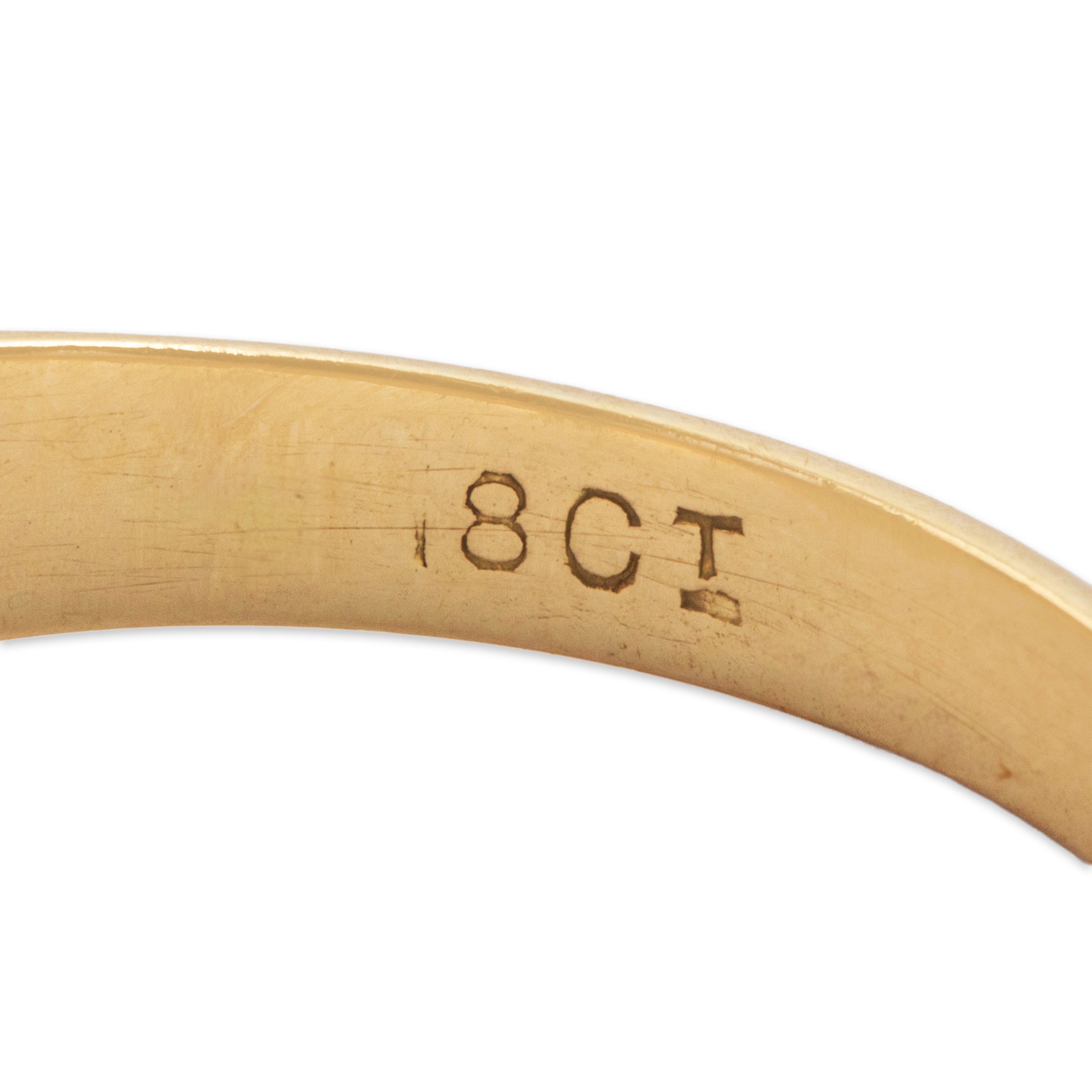 Antique 18k Yellow Gold Sapphire Old Mine Diamond Impressive Band Ring - Hallmark view