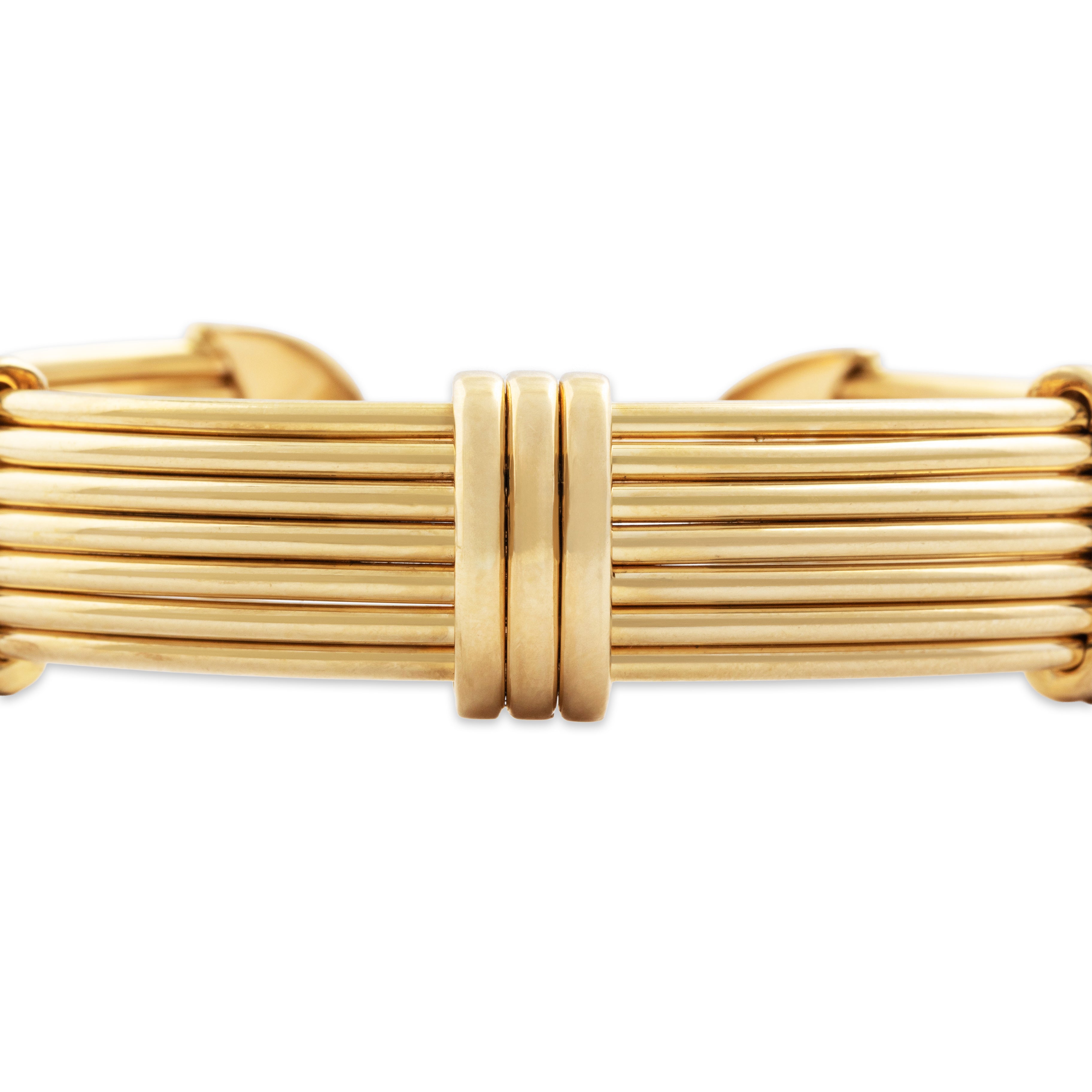 Vintage Italian Heavy 18k Yellow Gold Fabulous Wire Cuff Bracelet - detail view #3