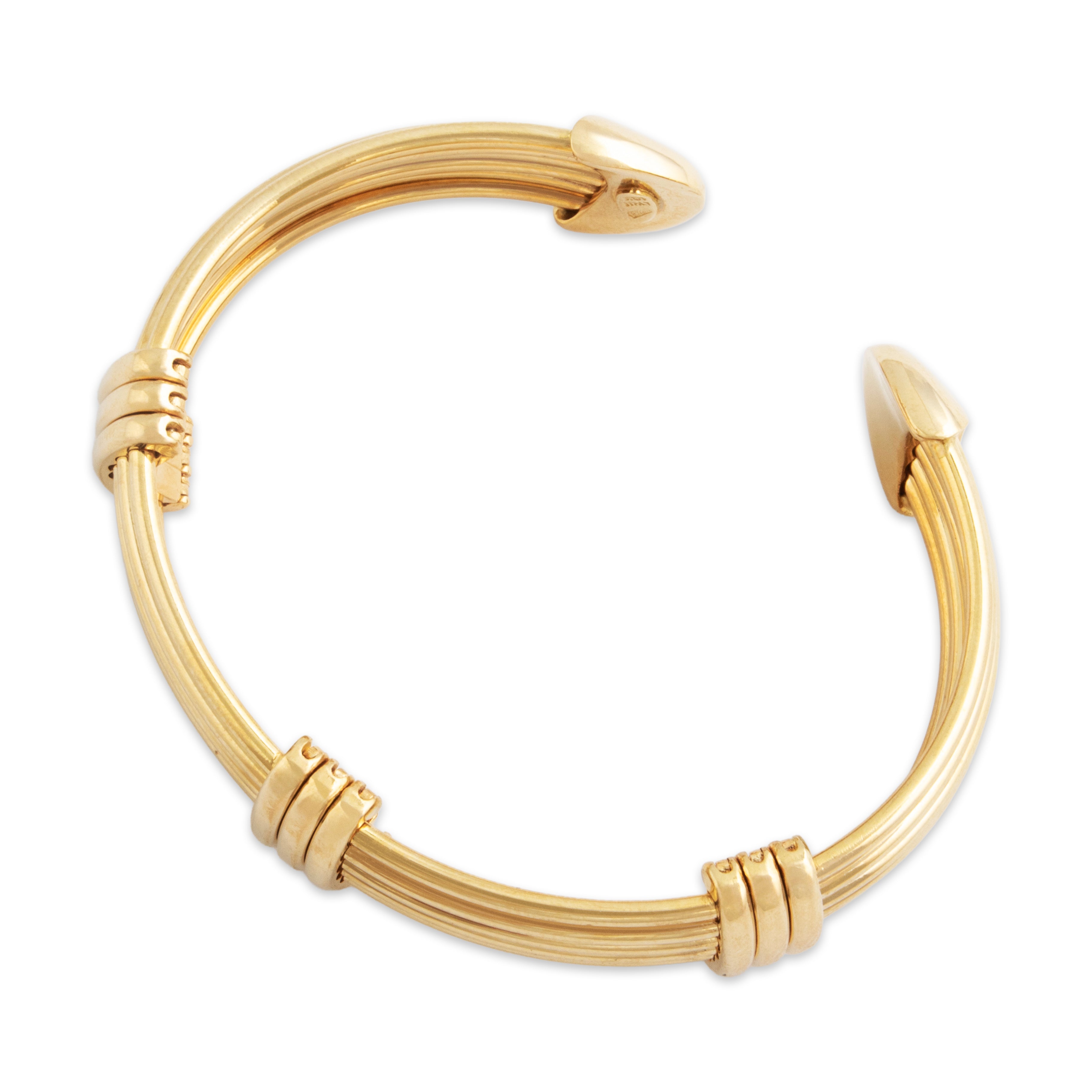 Vintage Italian Heavy 18k Yellow Gold Fabulous Wire Cuff Bracelet - detail view #1