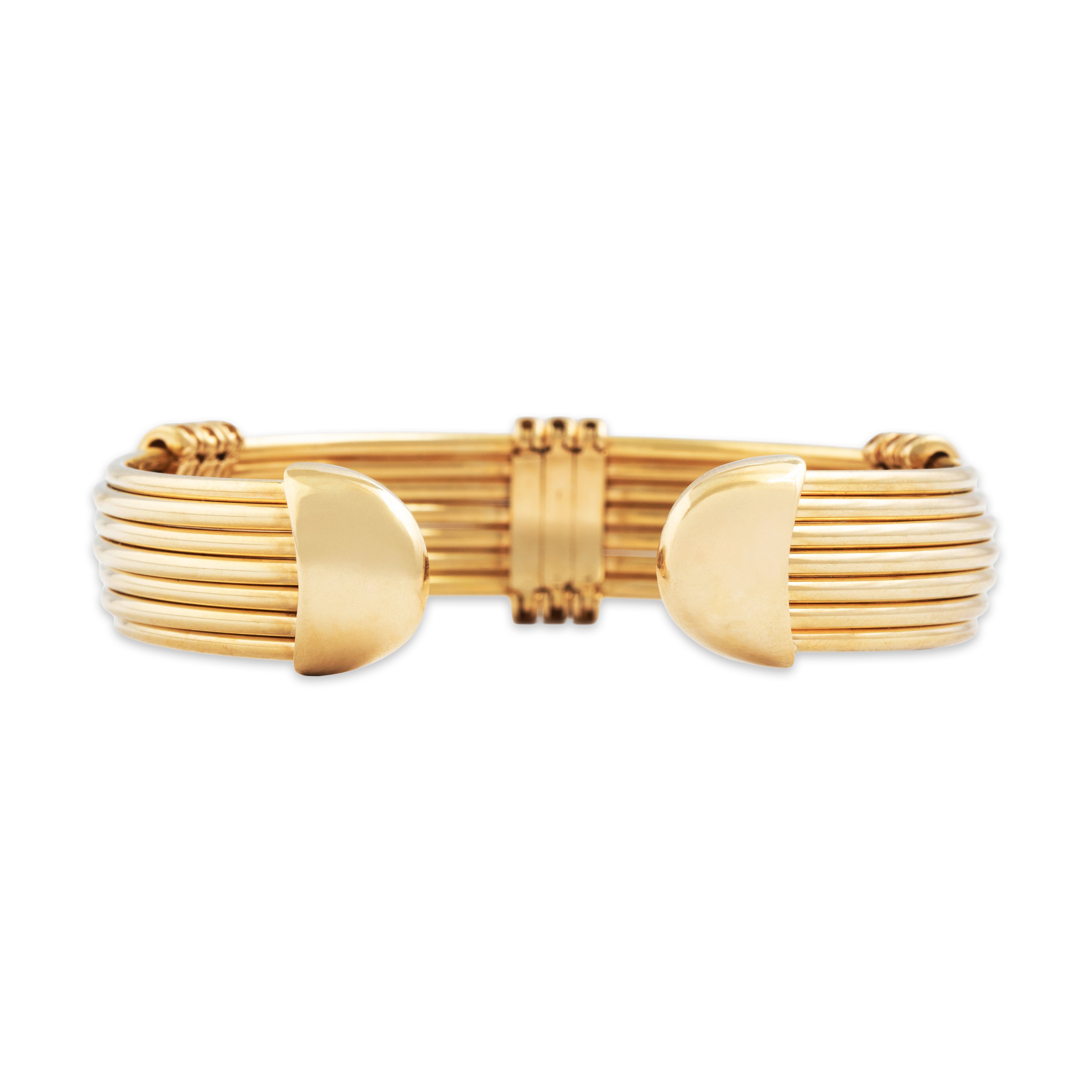 Vintage Italian Heavy 18k Yellow Gold Fabulous Wire Cuff Bracelet - Back view