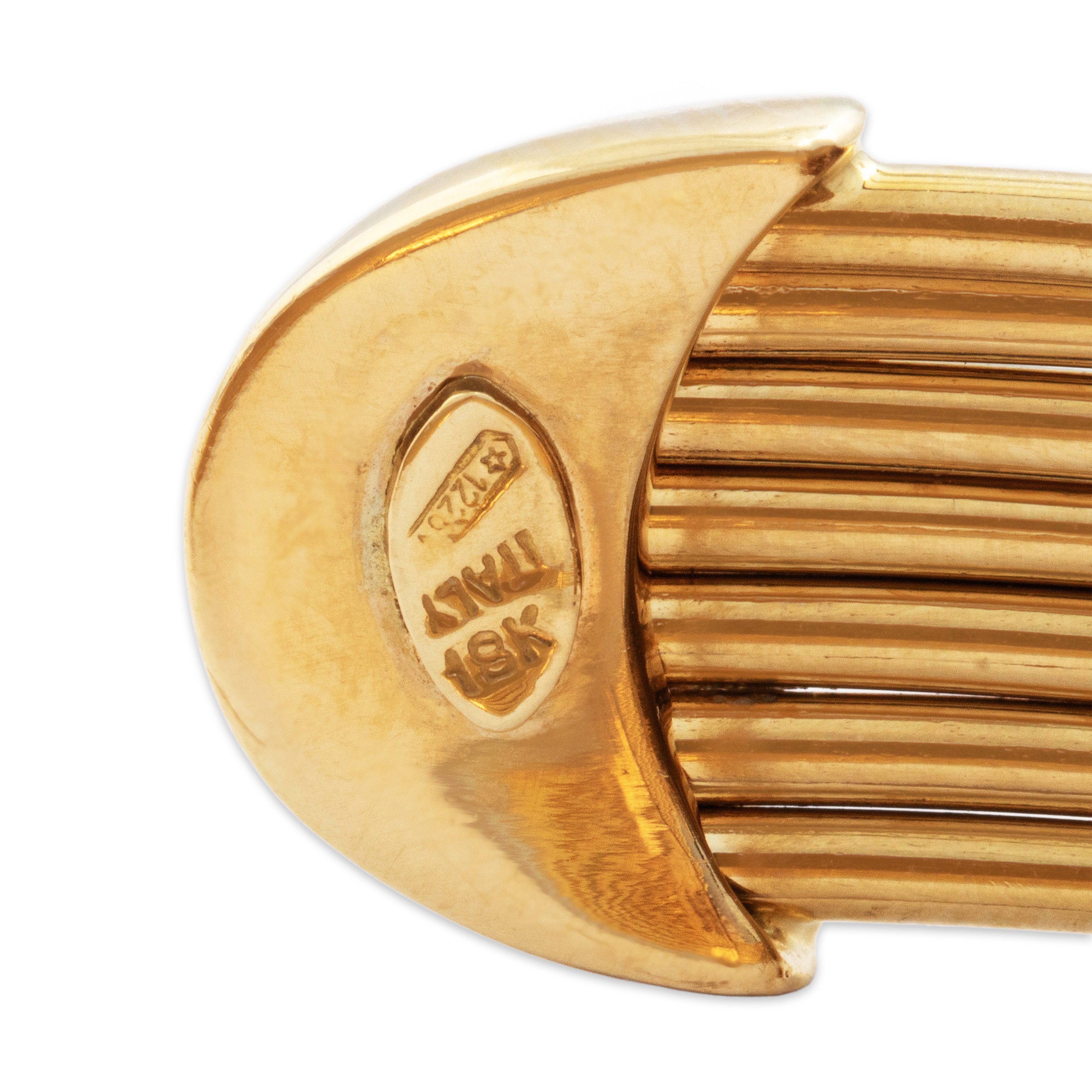 Vintage Italian Heavy 18k Yellow Gold Fabulous Wire Cuff Bracelet - Hallmark view