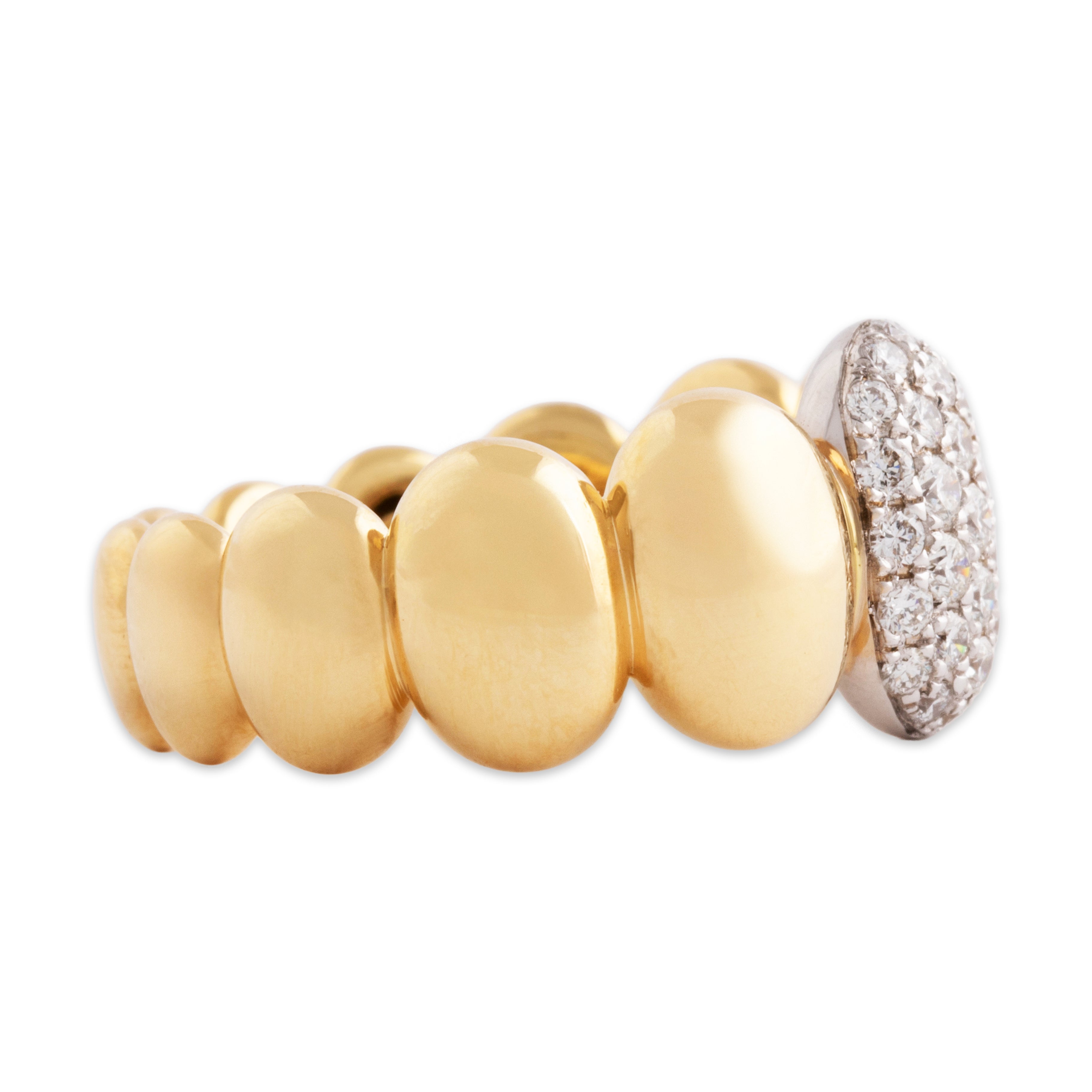 Estate Italian Heavy 18k Yellow Gold .451cttw Diamond Bubble Band Ring - Side view