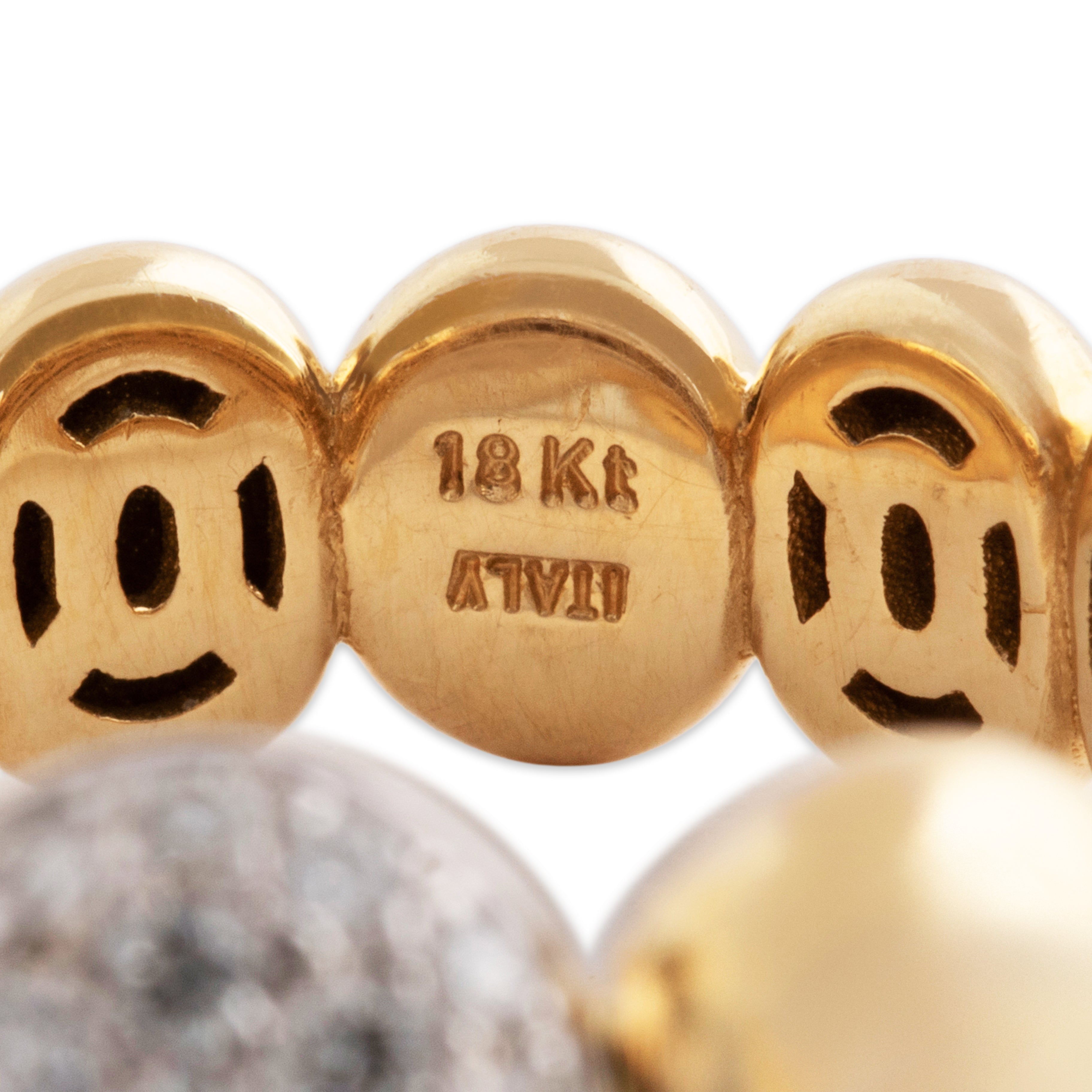 Estate Italian Heavy 18k Yellow Gold .451cttw Diamond Bubble Band Ring - Hallmark view