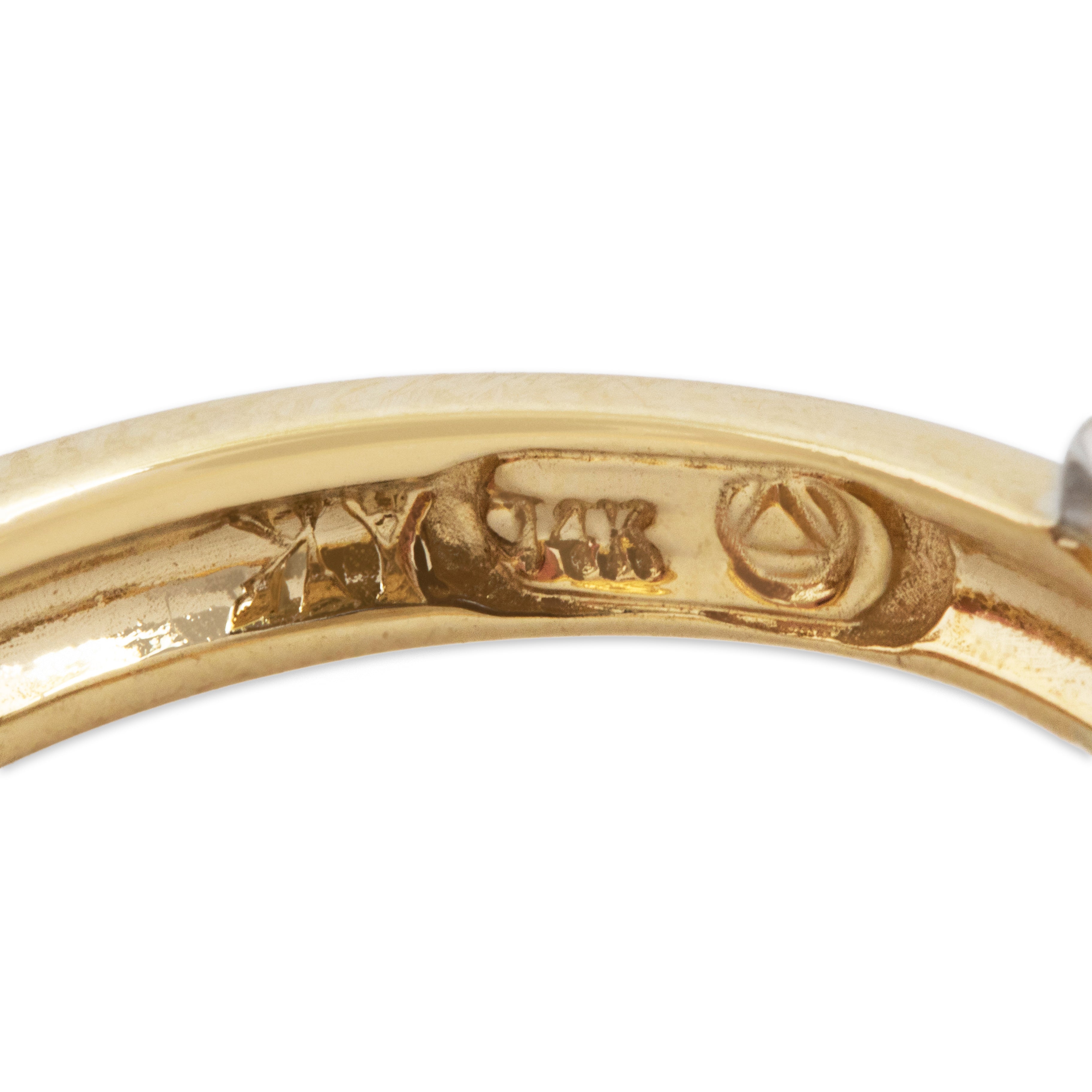 Vintage 14k Yellow & White Gold Diamond Bezel-Set Solitaire Ring - Hallmark view