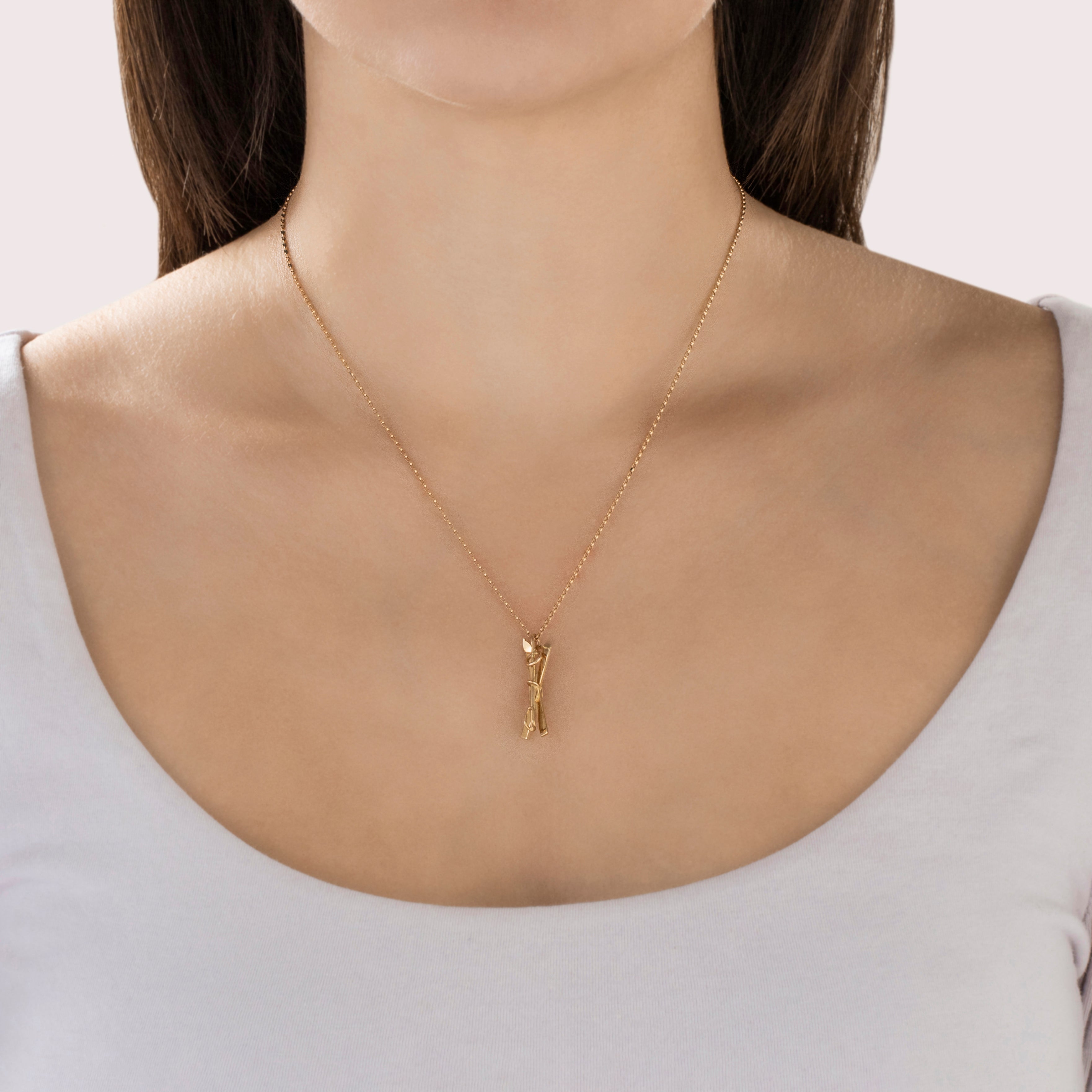 Vintage 14k Yellow Gold Retro Pair Of Skis & Pole Charm / Pendant