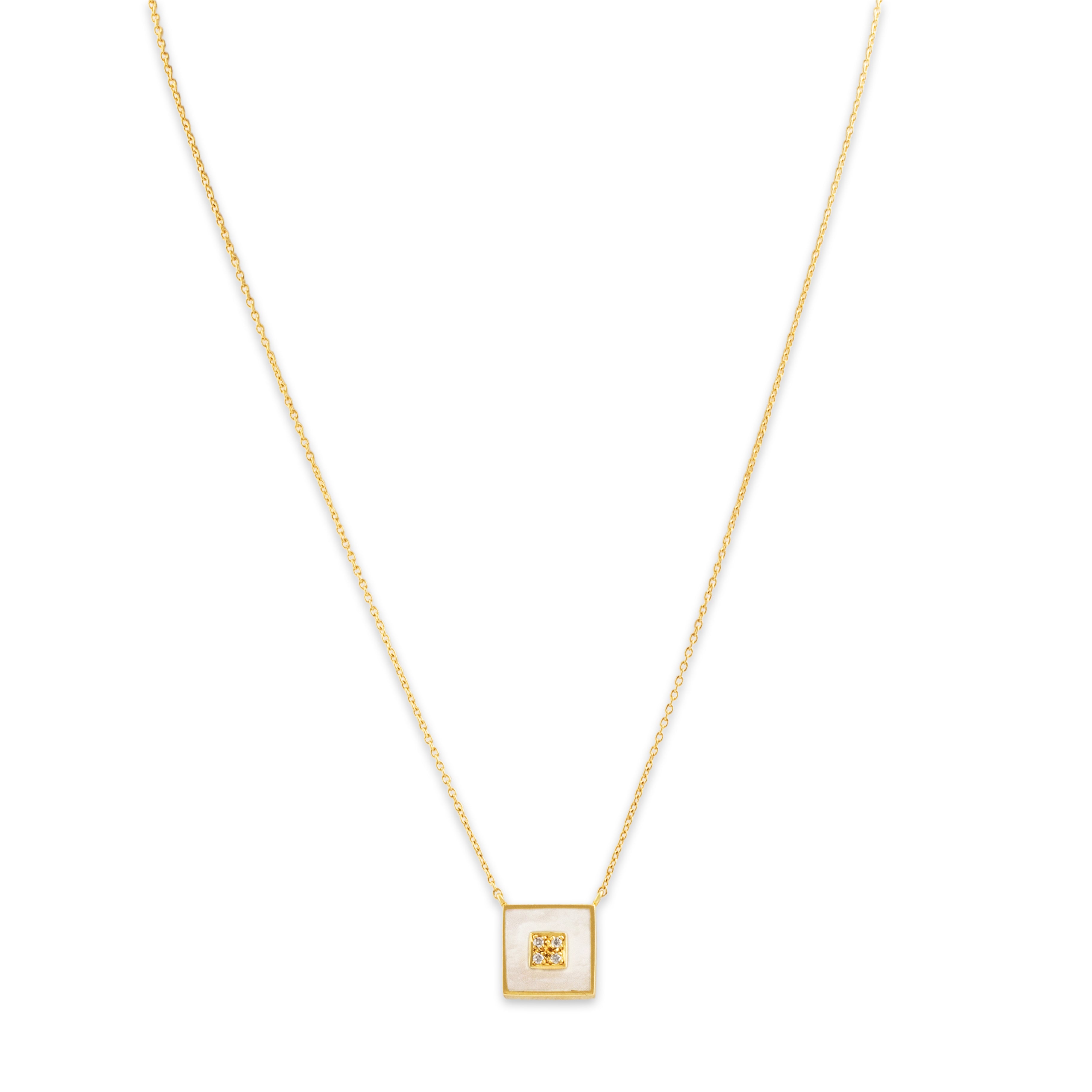 Vintage Italian Heavy 18k Yellow Gold Mother Of Pearl Diamond Necklace 16