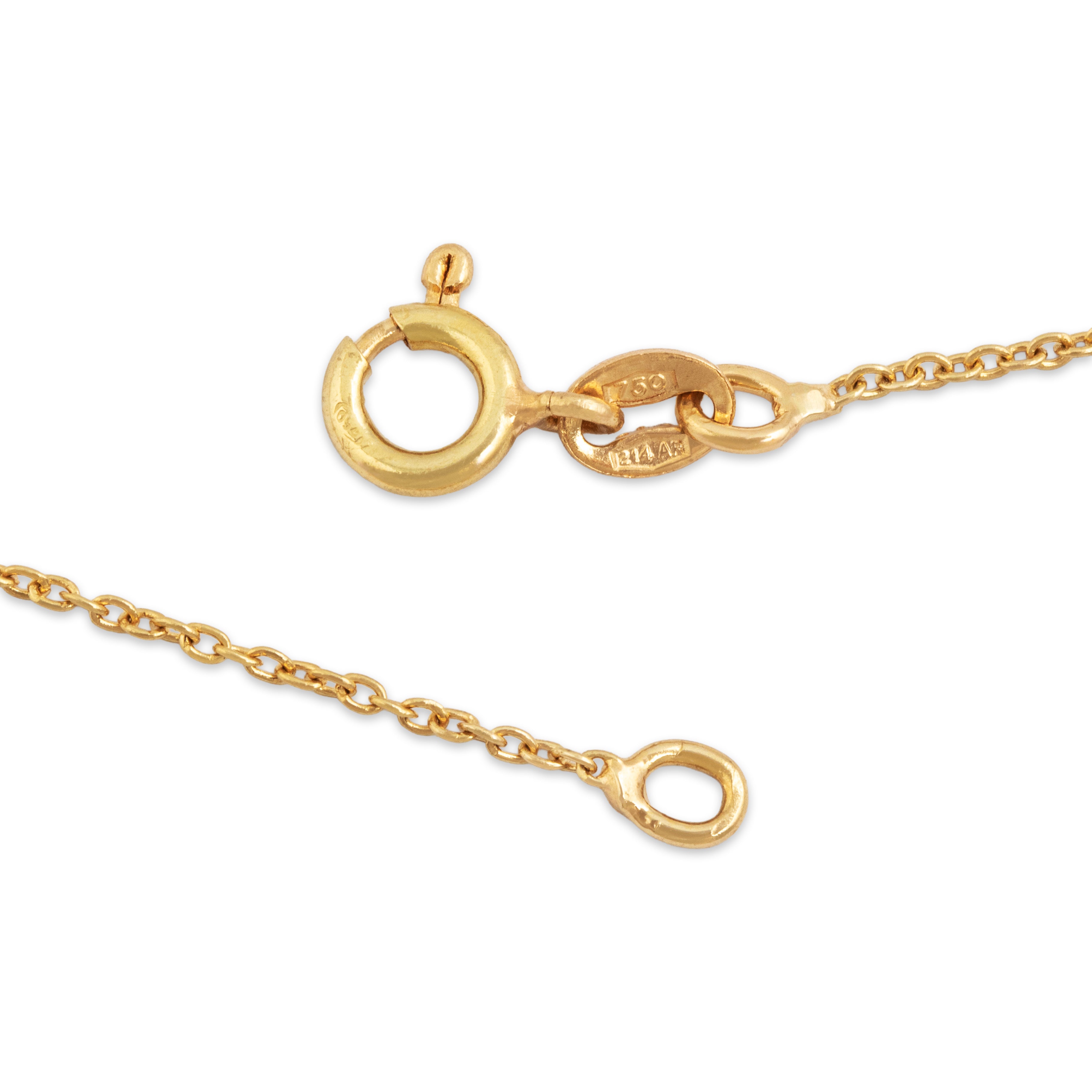 Vintage Italian Heavy 18k Yellow Gold Mother Of Pearl Diamond Square Necklace - Hallmark view