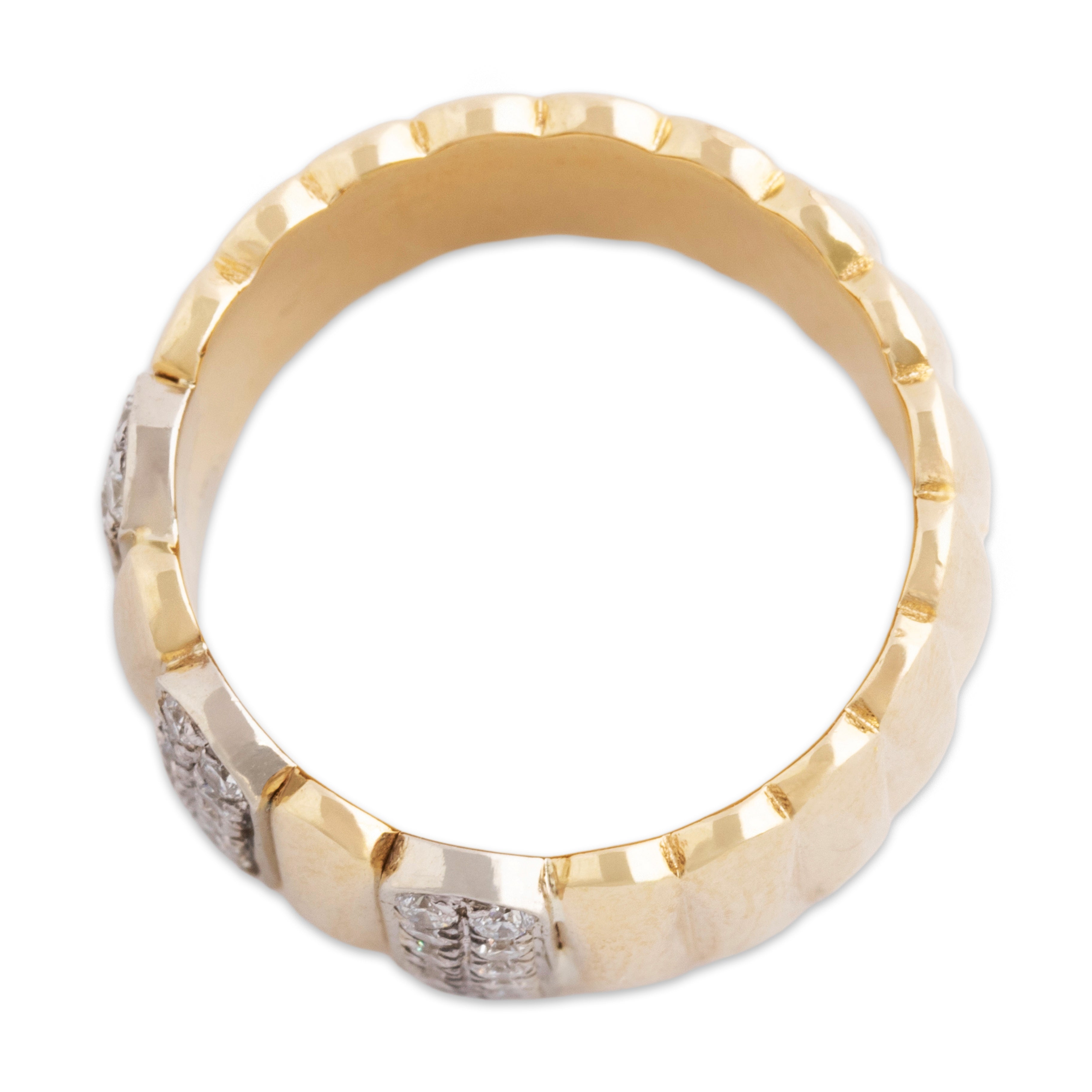 Vintage Heavy 14k Yellow Gold .432cttw Diamond Wide Striped Band Ring - Overall view