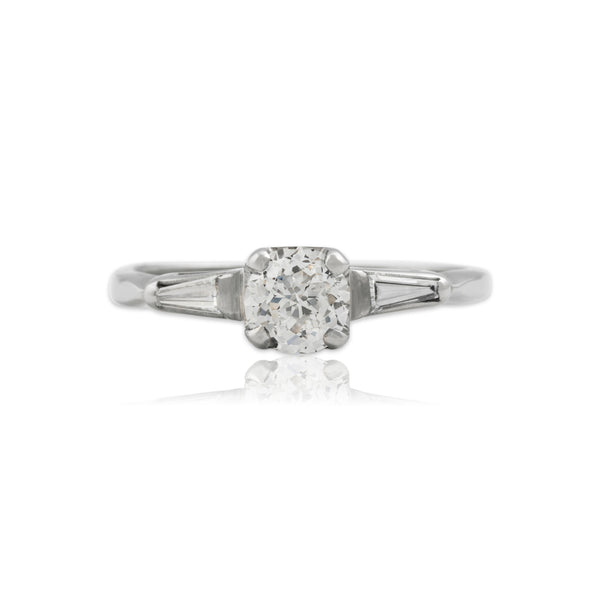 Vintage 14k White Gold .8cttw Diamond GIA Mesmerizing Tapered Baguette Ring 7.00