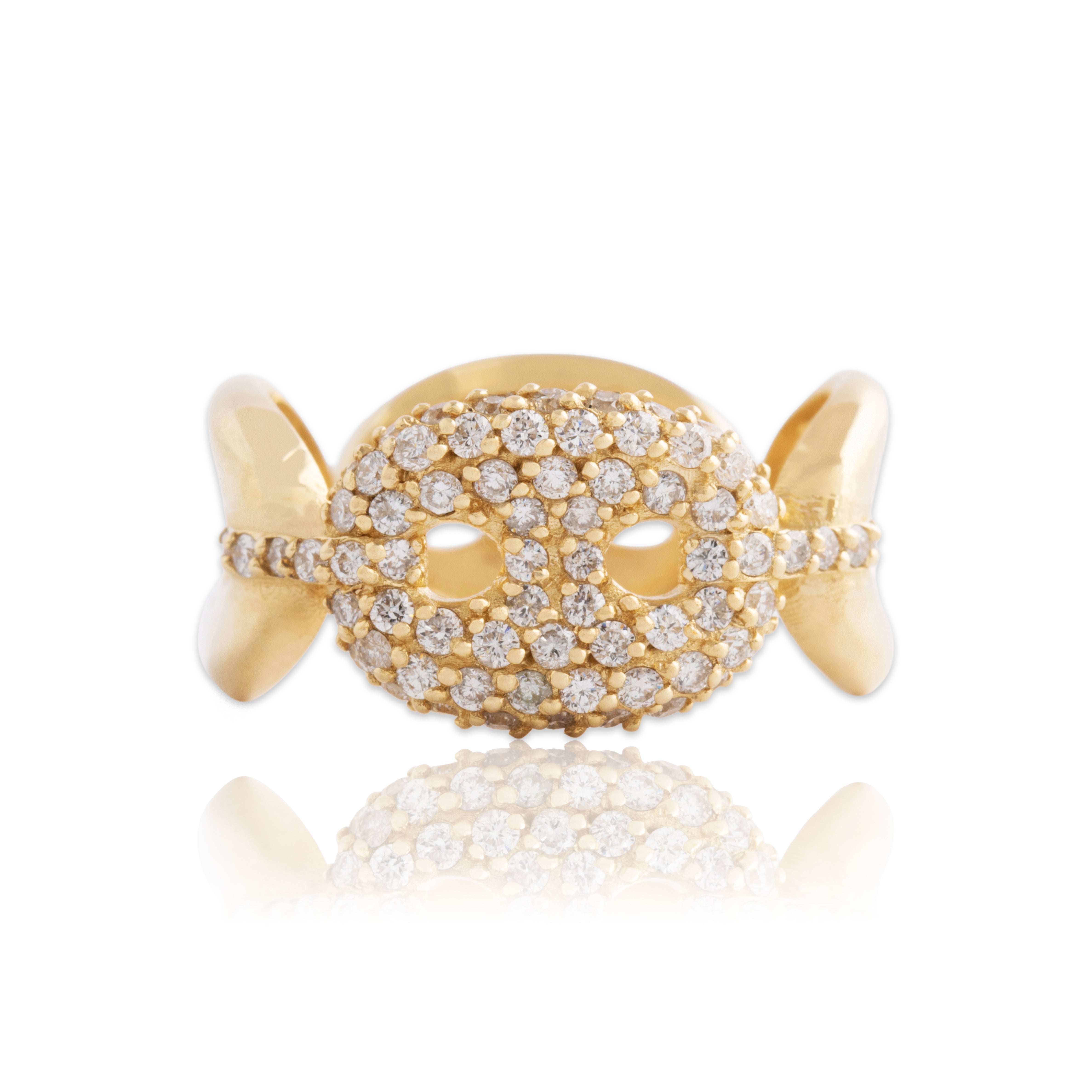 Estate 14k Yellow Gold .552cttw Diamond Mariner Chain Eternity Band Ring - Close-up view