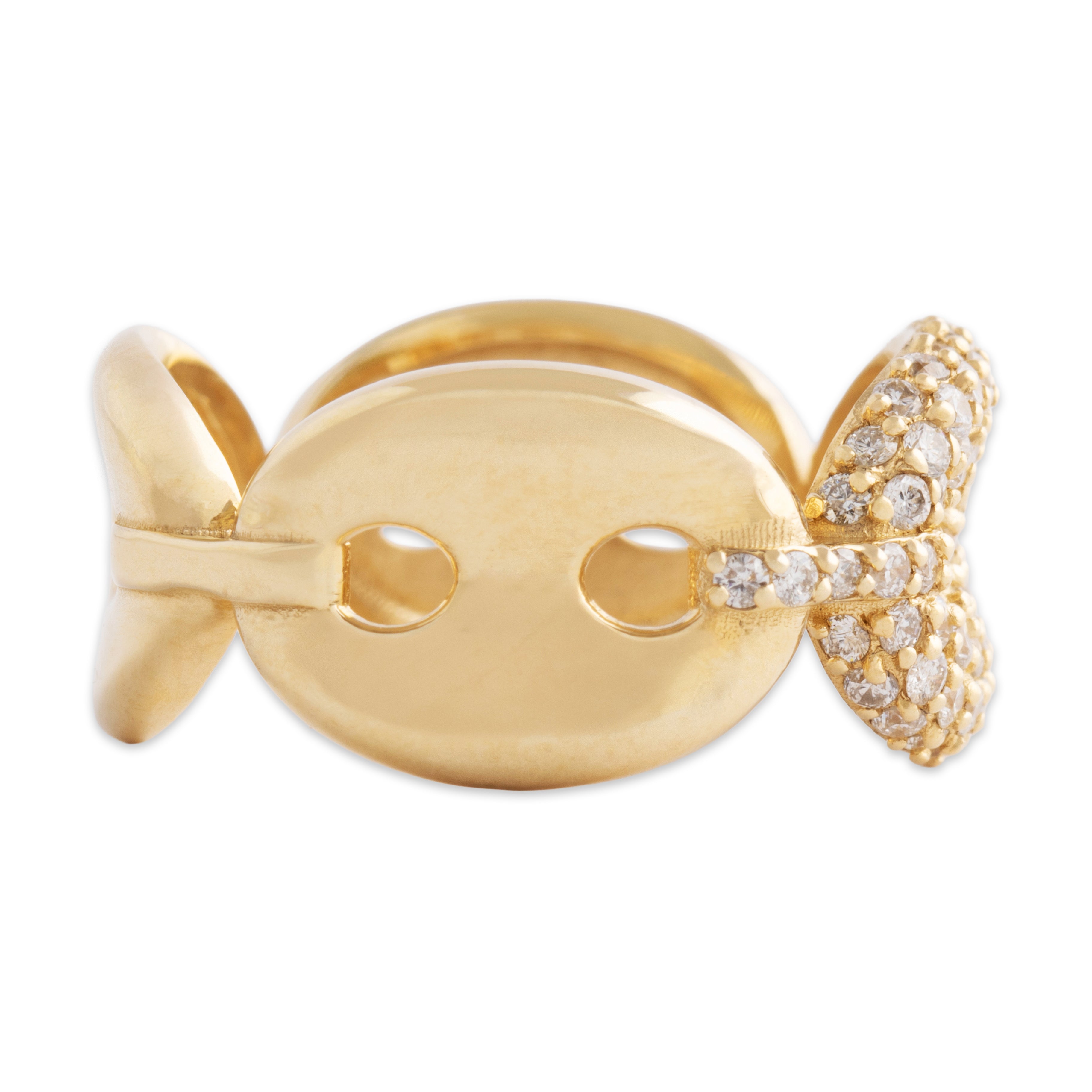 Estate 14k Yellow Gold .552cttw Diamond Mariner Chain Eternity Band Ring - Side view