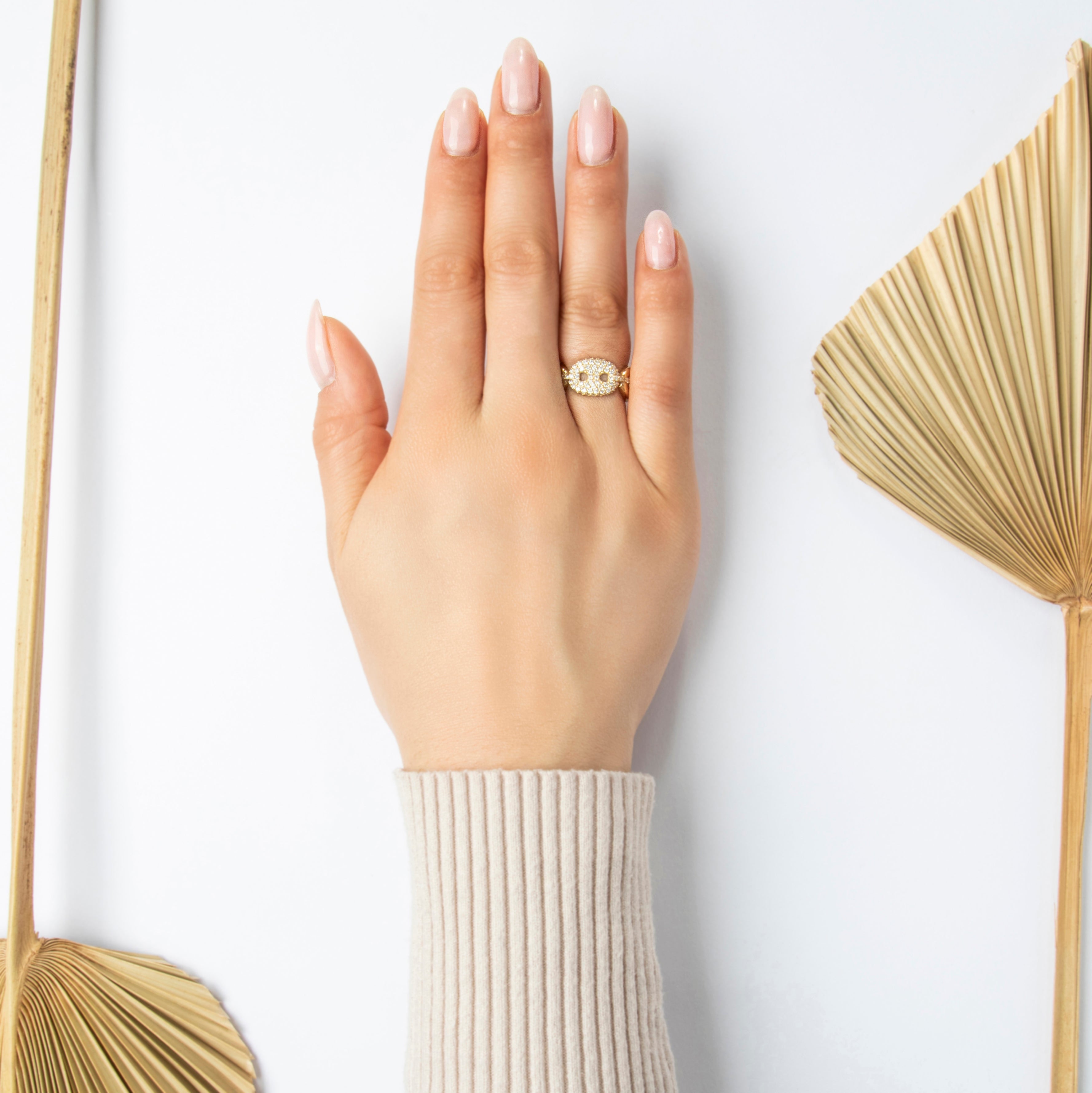 Estate 14k Yellow Gold .552cttw Diamond Mariner Chain Eternity Band Ring - On model view