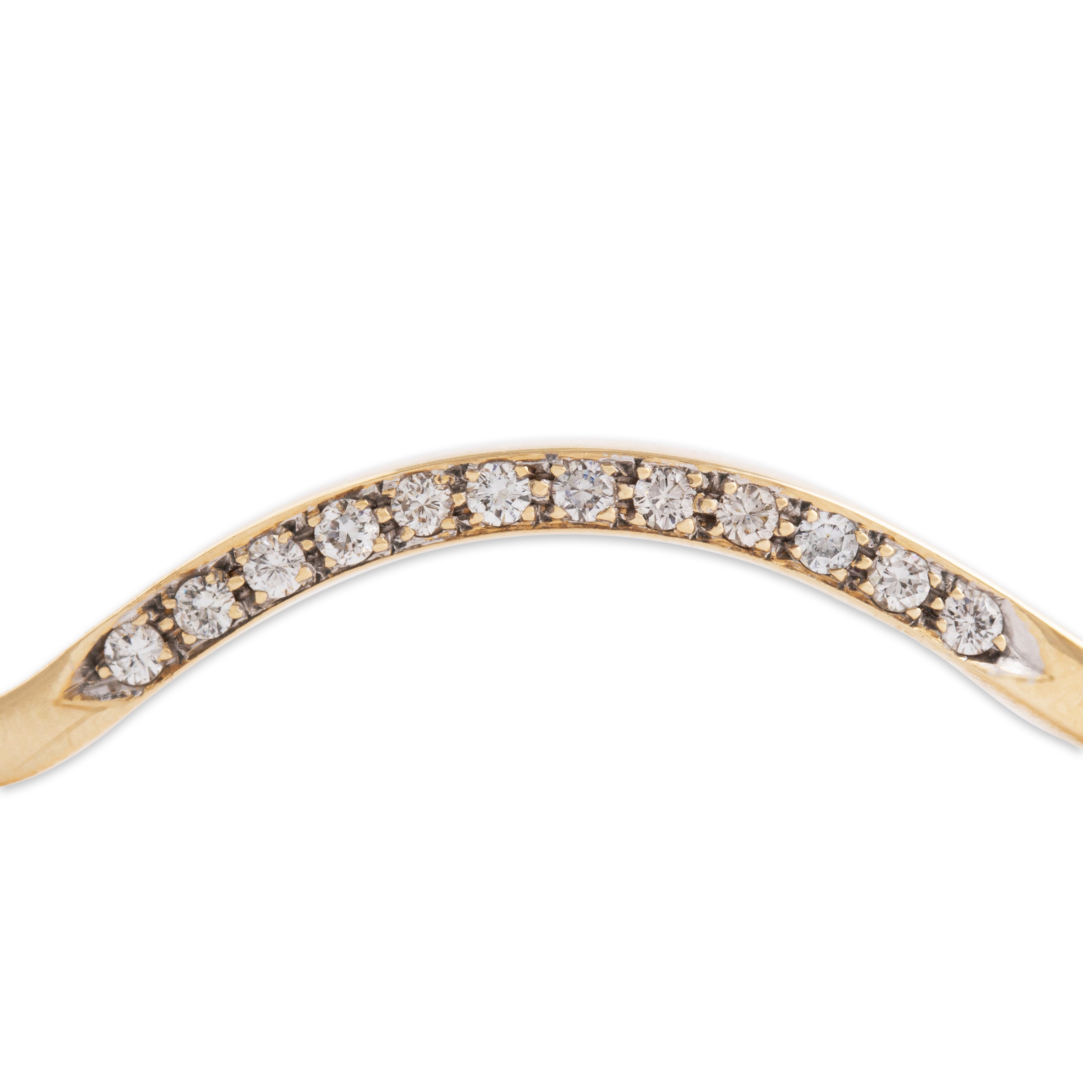 Vintage 14k Yellow Gold .216cttw Diamond Chic Arched Cuff Bracelet - detail view #2