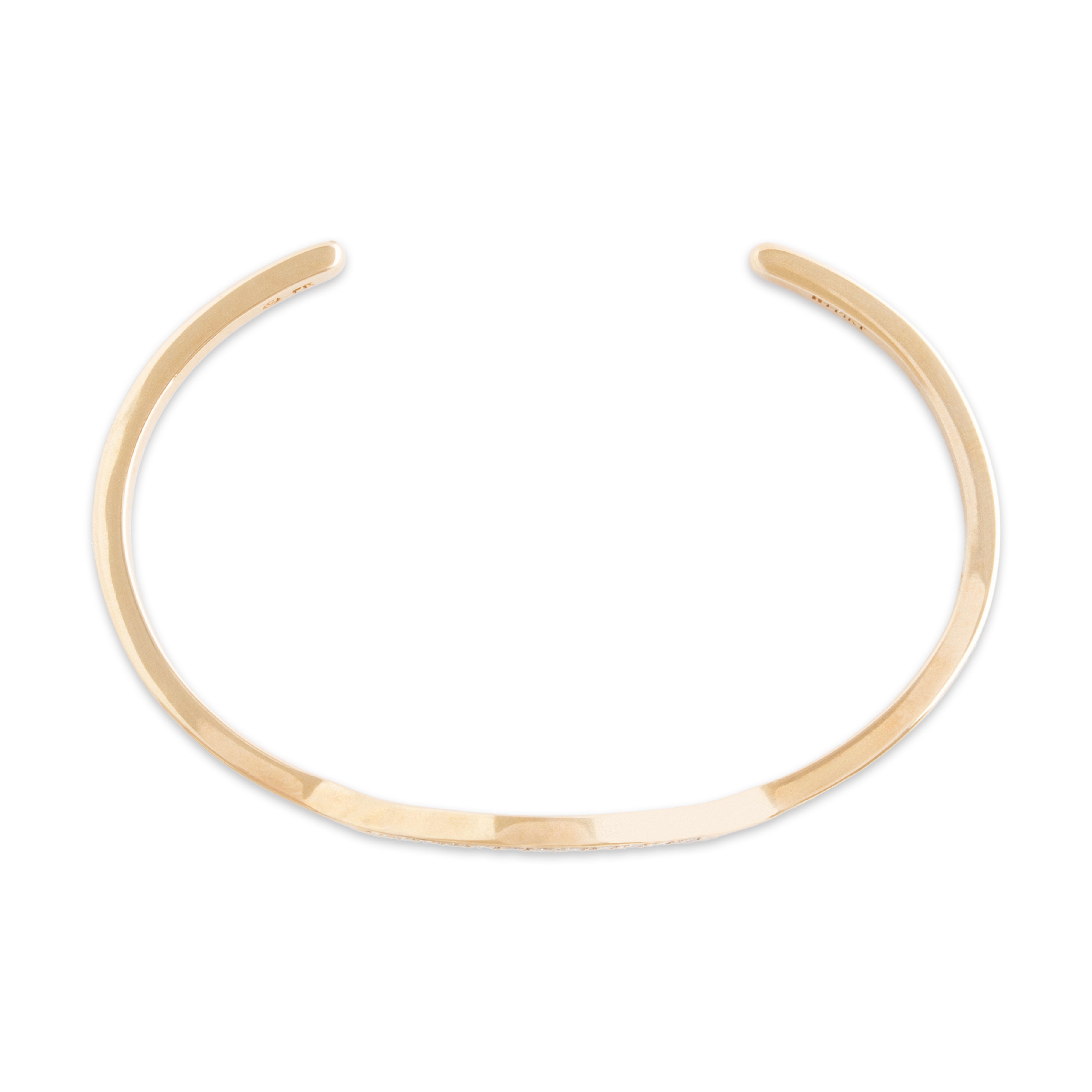 Vintage 14k Yellow Gold .216cttw Diamond Chic Arched Cuff Bracelet - detail view #1