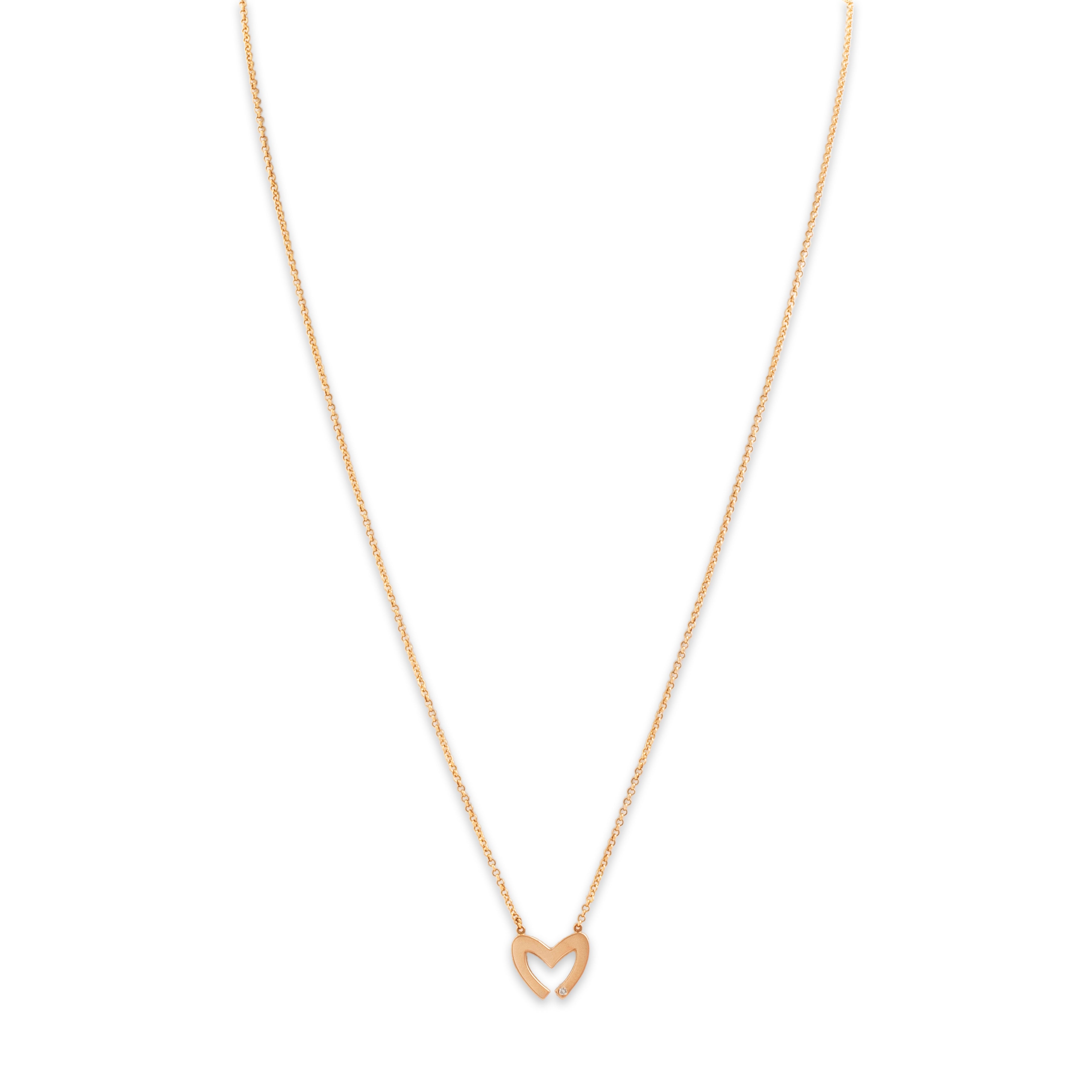 Estate Mouawad 18k Rose Gold Diamond Love M Heart Pendant Necklace - detail view #2